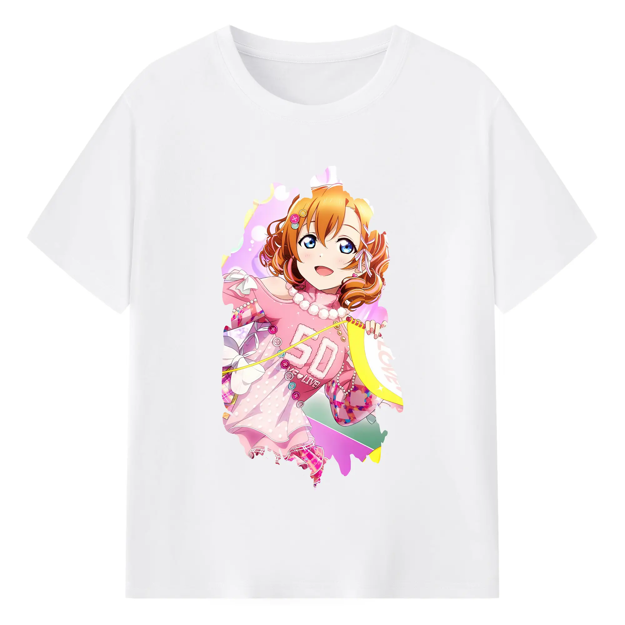 Love Live! グッズ,高坂穂乃果 - 綿100％ 半袖Tシャツ ・ フロントプリント ・ 快適 通気性 ・ 日常使い 散歩 スポーツ用