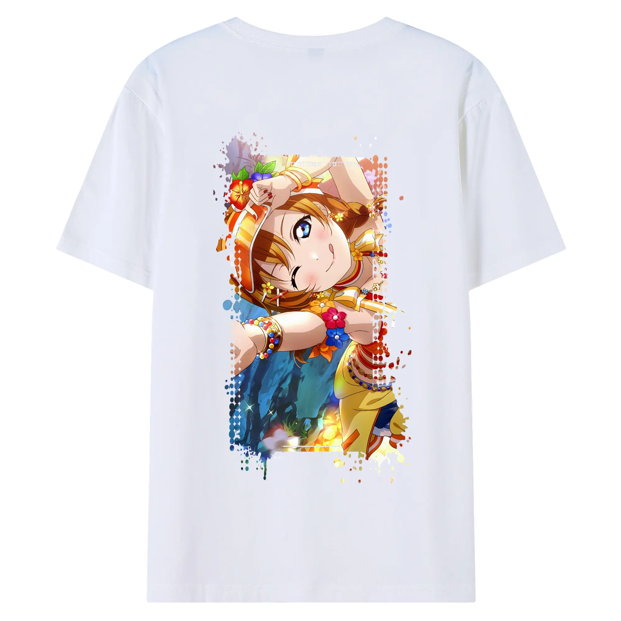 Love Live! グッズ,高坂穂乃果 - 綿100％ 半袖Tシャツ ・ バックプリント ・ 快適 通気性 ・ 日常使い 散歩 スポーツ用