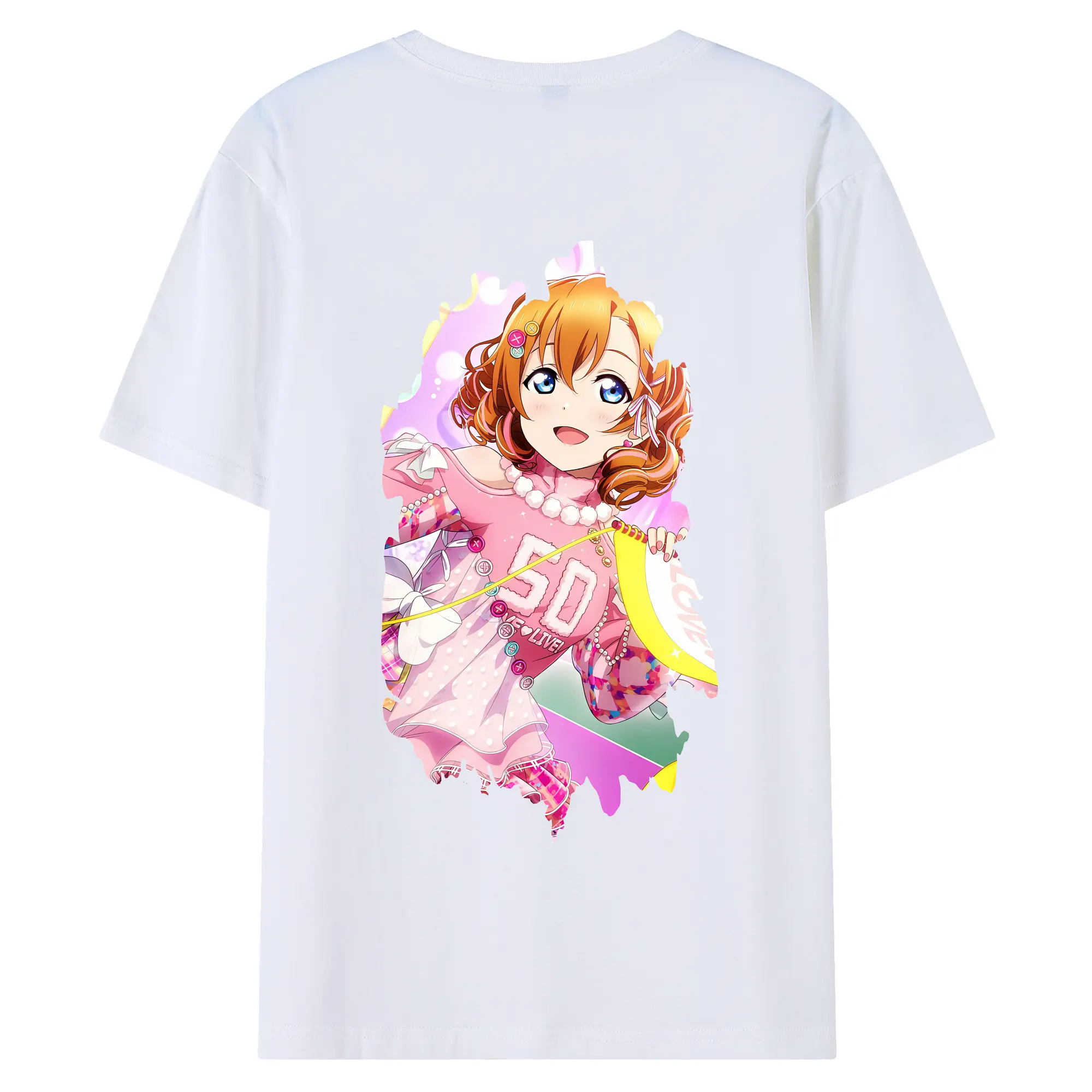 Love Live! グッズ,高坂穂乃果 - 綿100％ 半袖Tシャツ ・ バックプリント ・ 快適 通気性 ・ 日常使い 散歩 スポーツ用