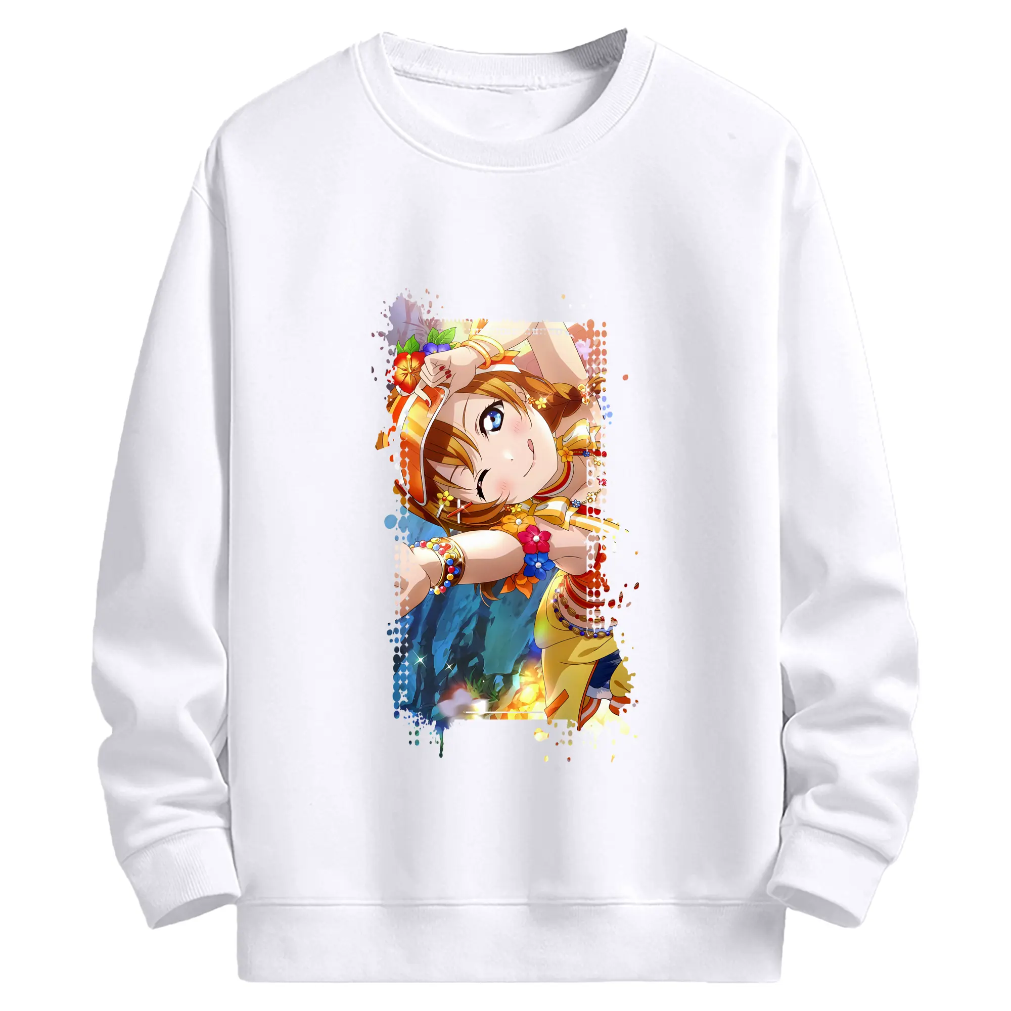 Love Live! グッズ,高坂穂乃果 - 高品質 クルーネック スウェット ・ コットン59％ ポリエステル41％ ・ ユニセックス 長袖 トレーナー ・ カジュアル デイリー スポーツ 散歩用