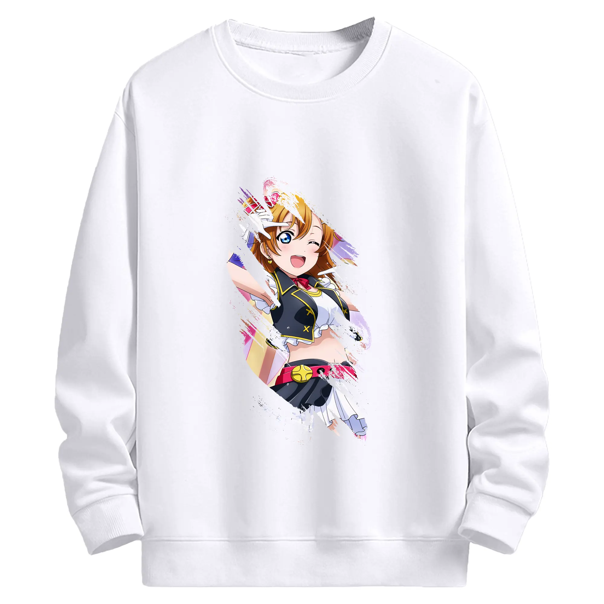 Love Live! グッズ,高坂穂乃果 - 高品質 クルーネック スウェット ・ コットン59％ ポリエステル41％ ・ ユニセックス 長袖 トレーナー ・ カジュアル デイリー スポーツ 散歩用