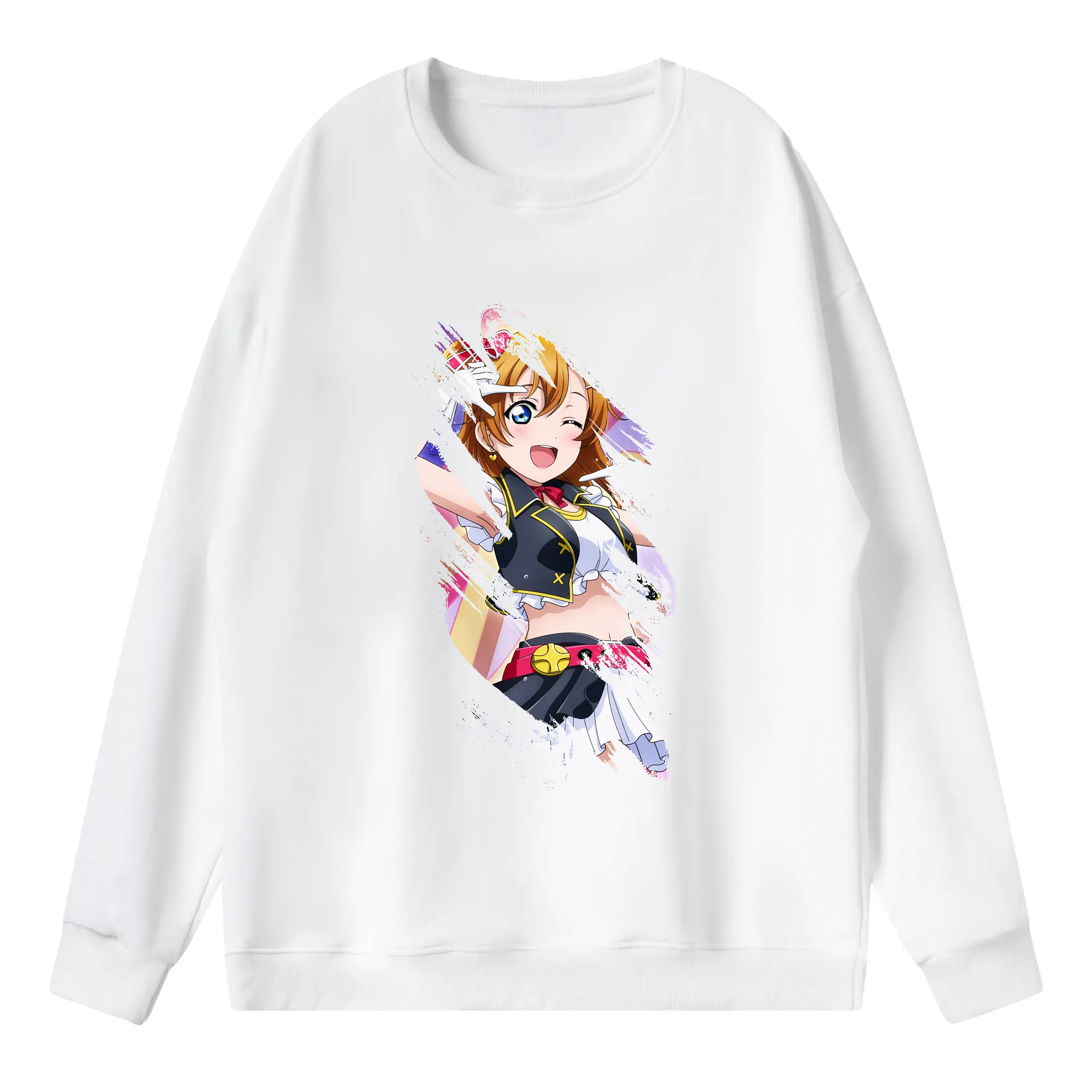 Love Live! グッズ,高坂穂乃果 - 薄手 クルーネック スウェット 裏毛260g · ポリエステル 春秋向け カジュアル 男女兼用 · トレーナー デイリー スポーツ 散歩に最適