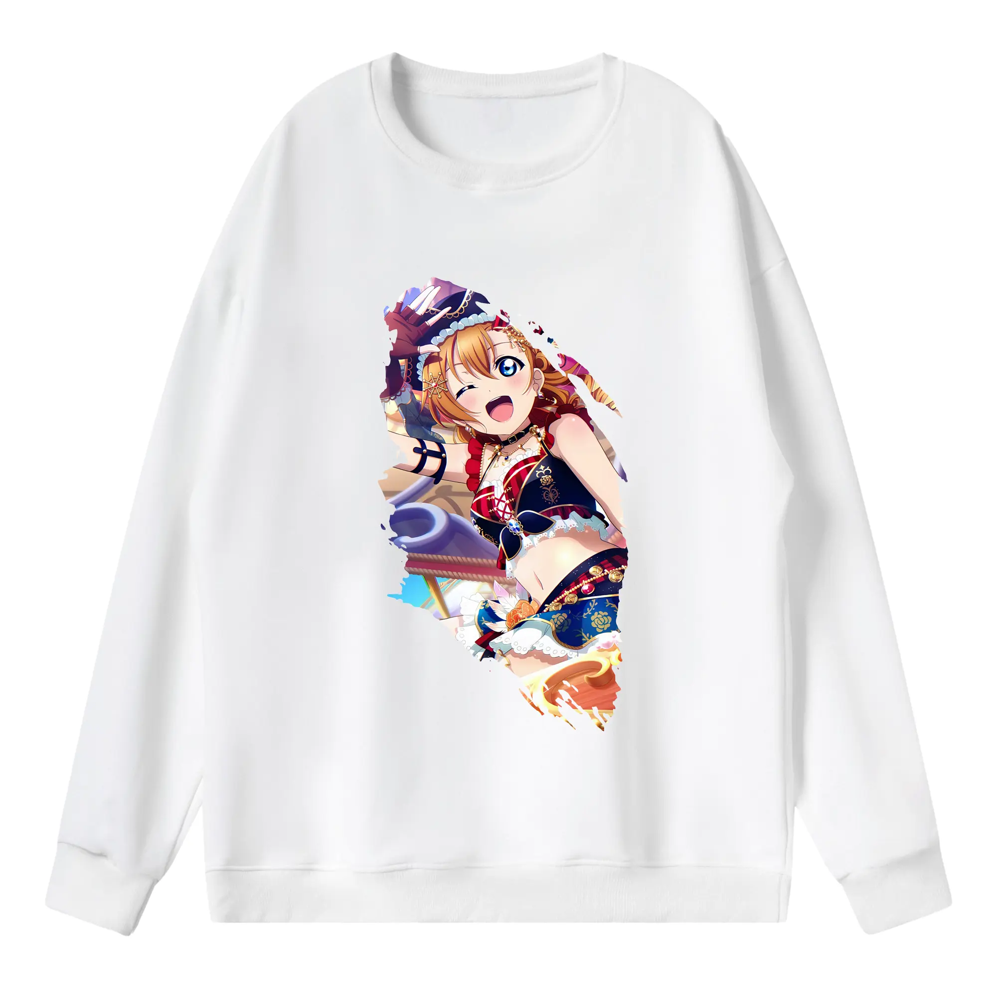 Love Live! グッズ,高坂穂乃果 - 薄手 クルーネック スウェット 裏毛260g · ポリエステル 春秋向け カジュアル 男女兼用 · トレーナー デイリー スポーツ 散歩に最適