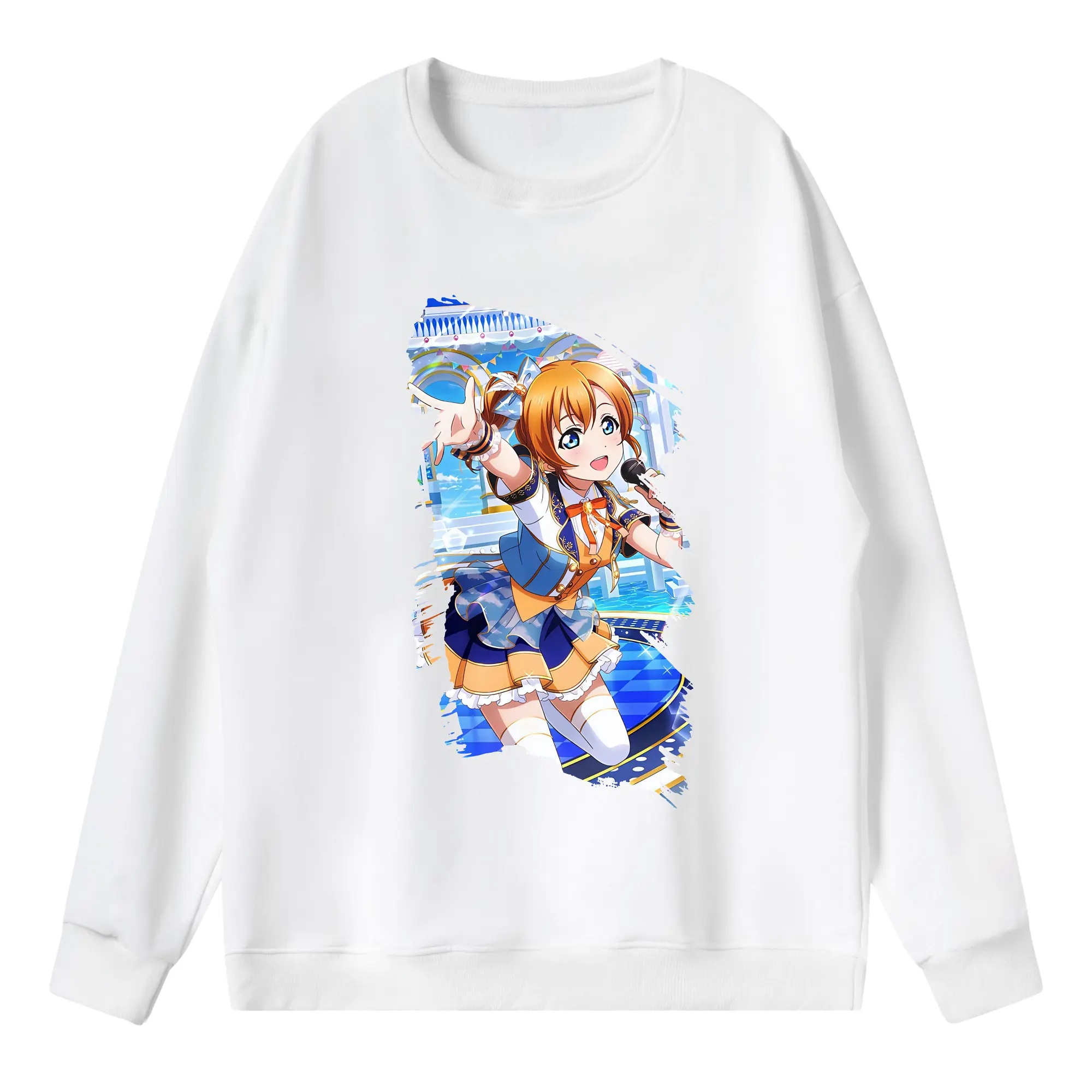 Love Live! グッズ,高坂穂乃果 - 薄手 クルーネック スウェット 裏毛260g · ポリエステル 春秋向け カジュアル 男女兼用 · トレーナー デイリー スポーツ 散歩に最適