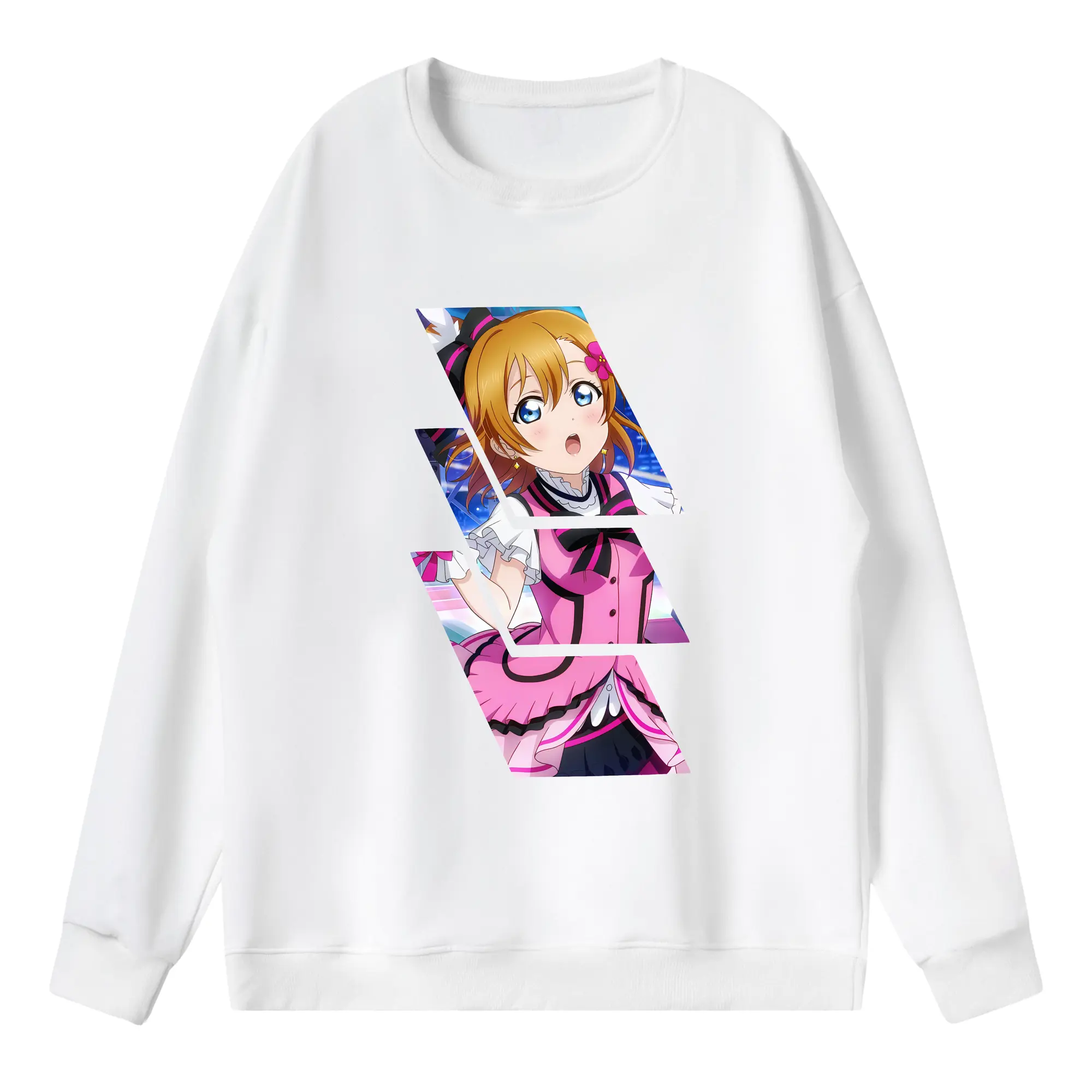 Love Live! グッズ,高坂穂乃果 - 薄手 クルーネック スウェット 裏毛260g · ポリエステル 春秋向け カジュアル 男女兼用 · トレーナー デイリー スポーツ 散歩に最適