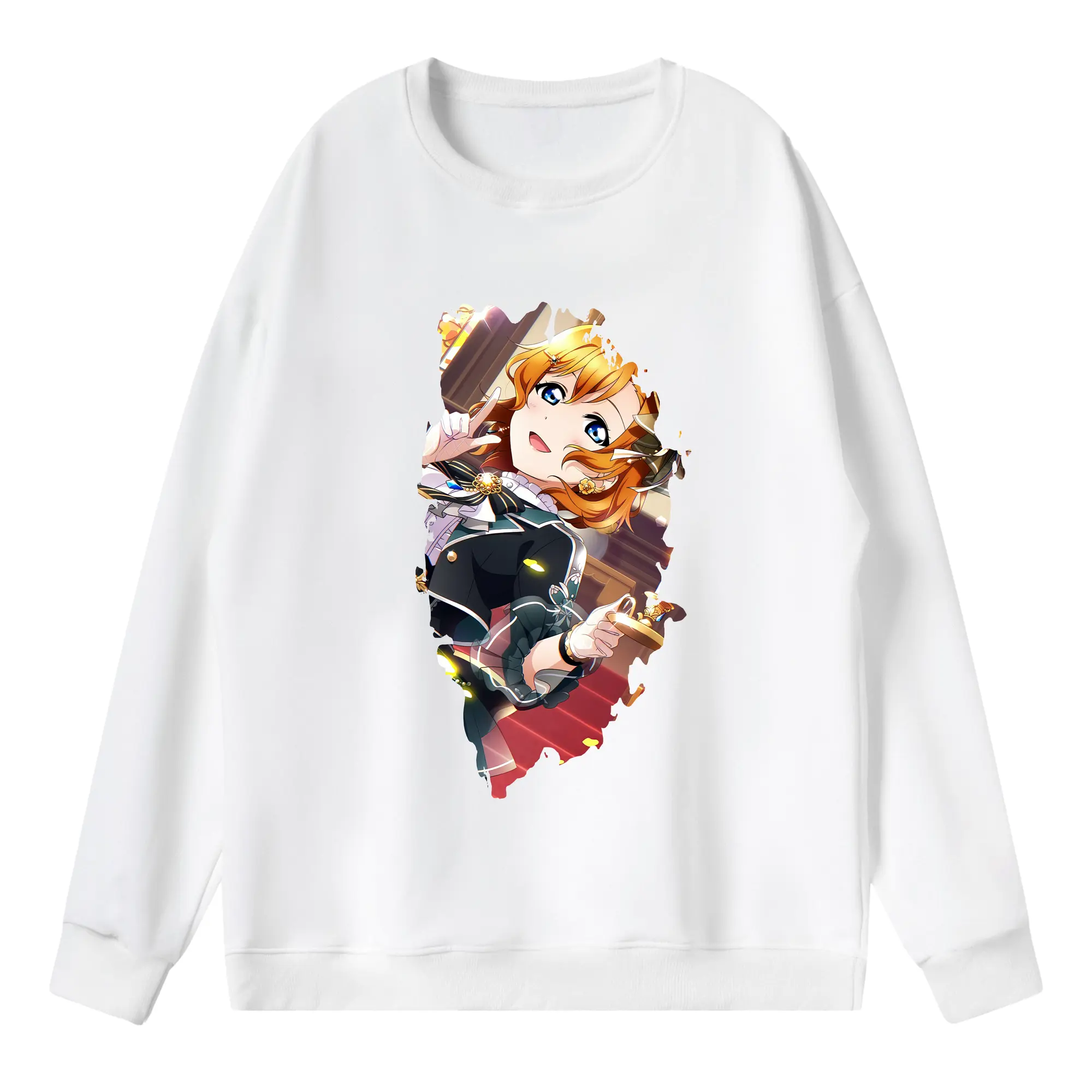 Love Live! グッズ,高坂穂乃果 - 薄手 クルーネック スウェット 裏毛260g · ポリエステル 春秋向け カジュアル 男女兼用 · トレーナー デイリー スポーツ 散歩に最適