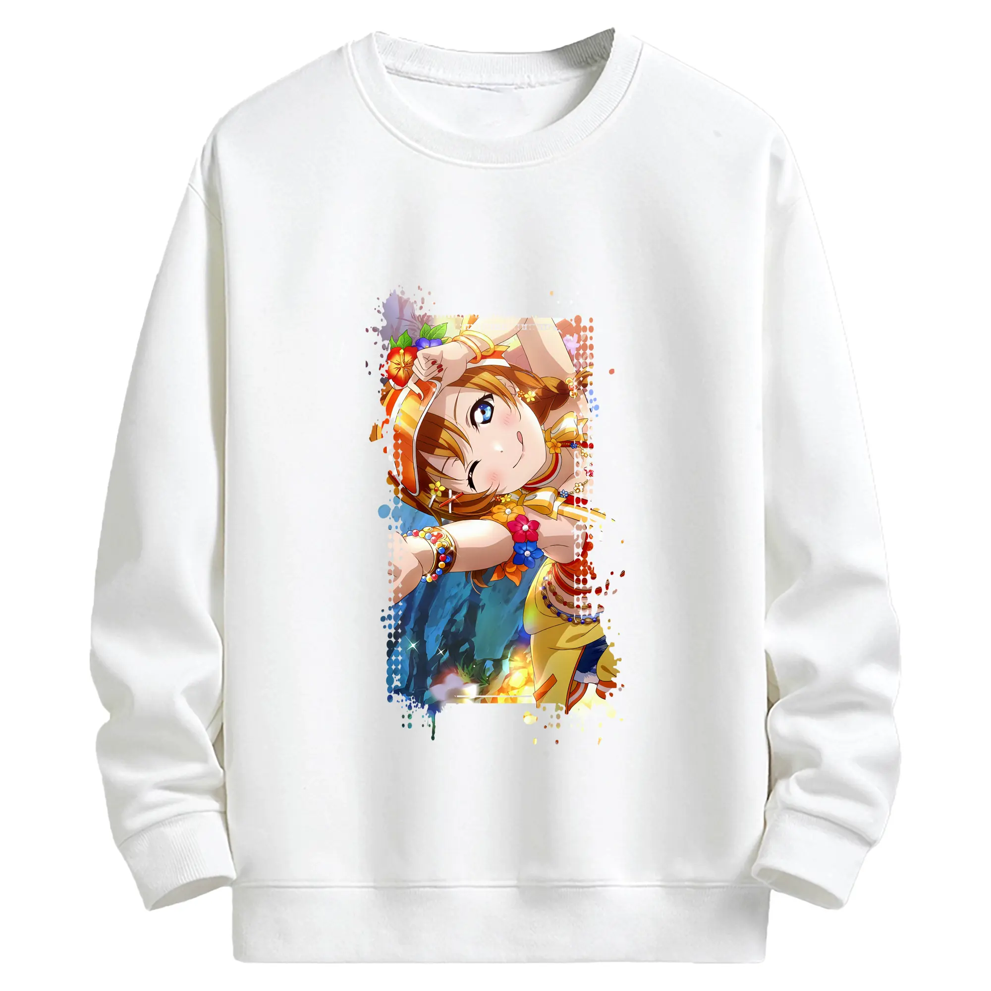 Love Live! グッズ,高坂穂乃果 - キッズ クルーネックスウェットシャツ ・ フロントプリント ・ 綿80％ ポリエステル20％ ・ 快適 通学 スポーツ 日常使い お散歩用