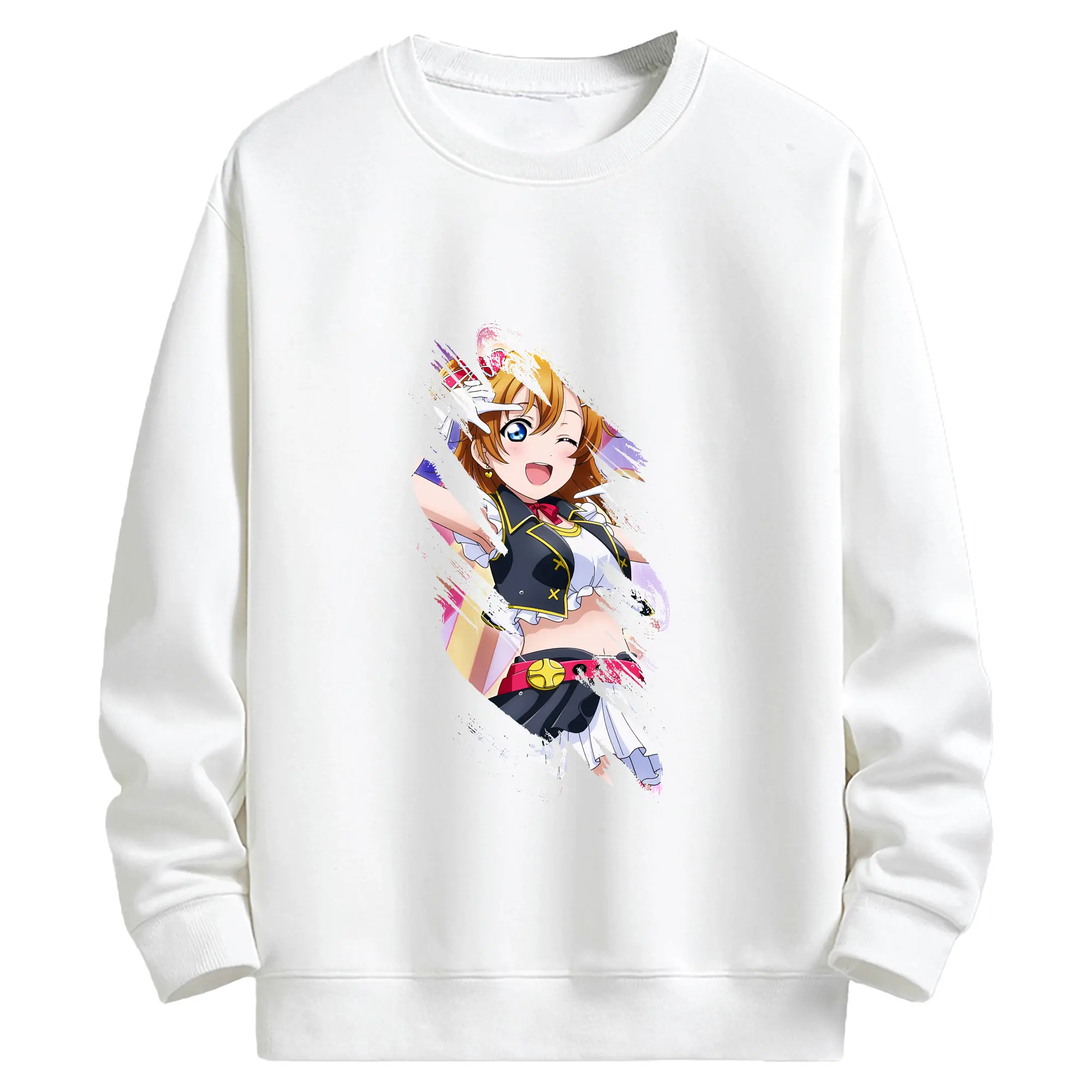 Love Live! グッズ,高坂穂乃果 - キッズ クルーネックスウェットシャツ ・ フロントプリント ・ 綿80％ ポリエステル20％ ・ 快適 通学 スポーツ 日常使い お散歩用