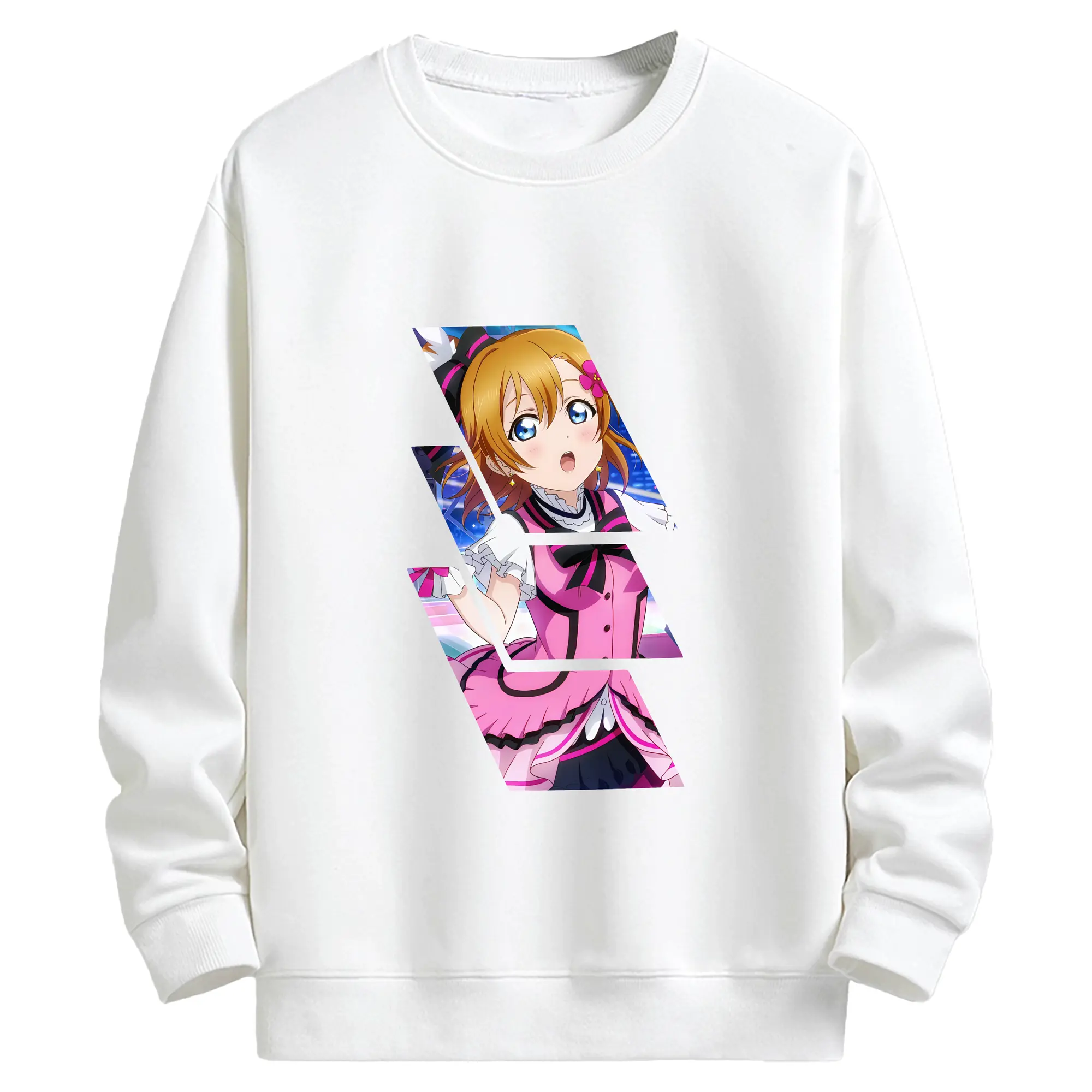 Love Live! グッズ,高坂穂乃果 - キッズ クルーネックスウェットシャツ ・ フロントプリント ・ 綿80％ ポリエステル20％ ・ 快適 通学 スポーツ 日常使い お散歩用