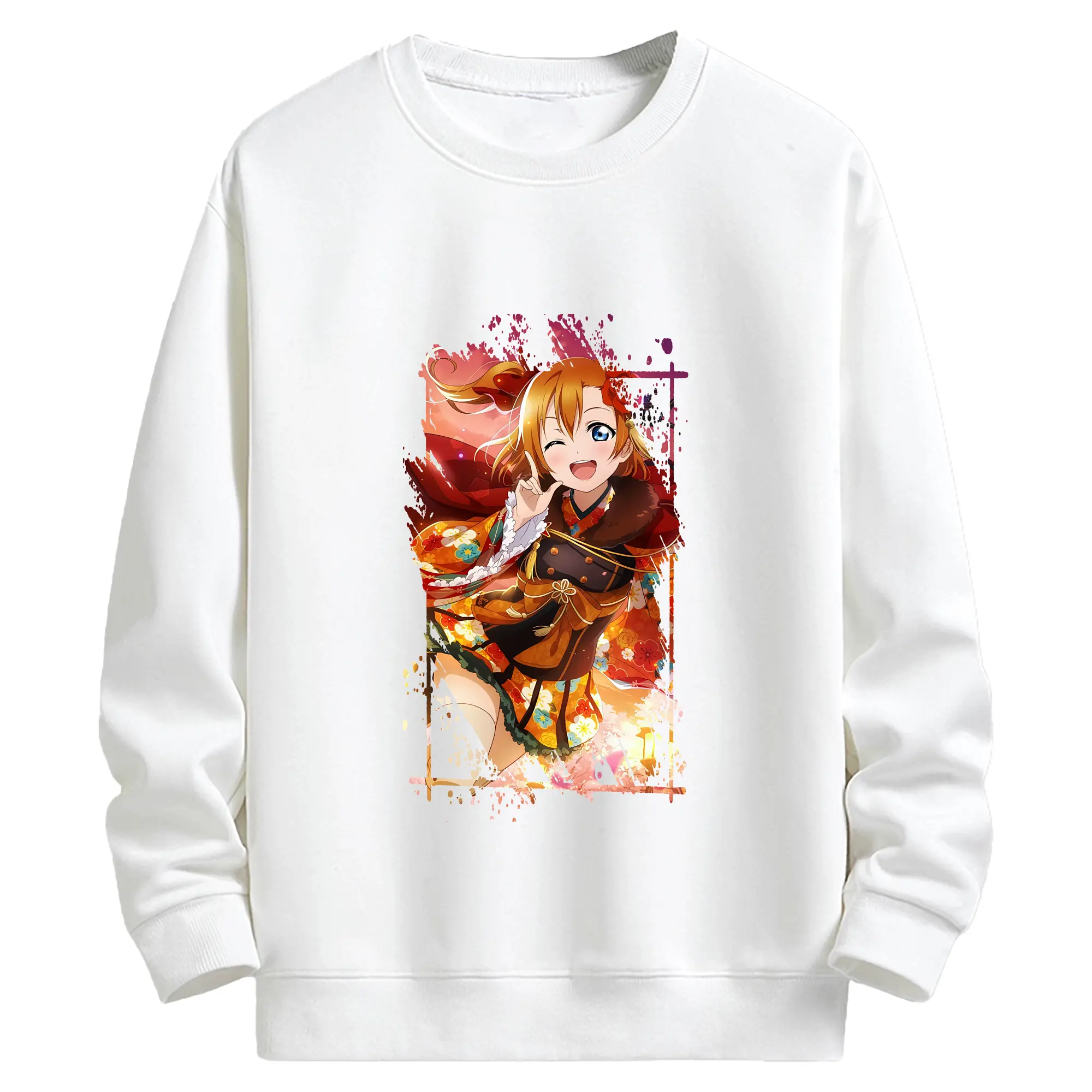 Love Live! グッズ,高坂穂乃果 - キッズ クルーネックスウェットシャツ ・ フロントプリント ・ 綿80％ ポリエステル20％ ・ 快適 通学 スポーツ 日常使い お散歩用