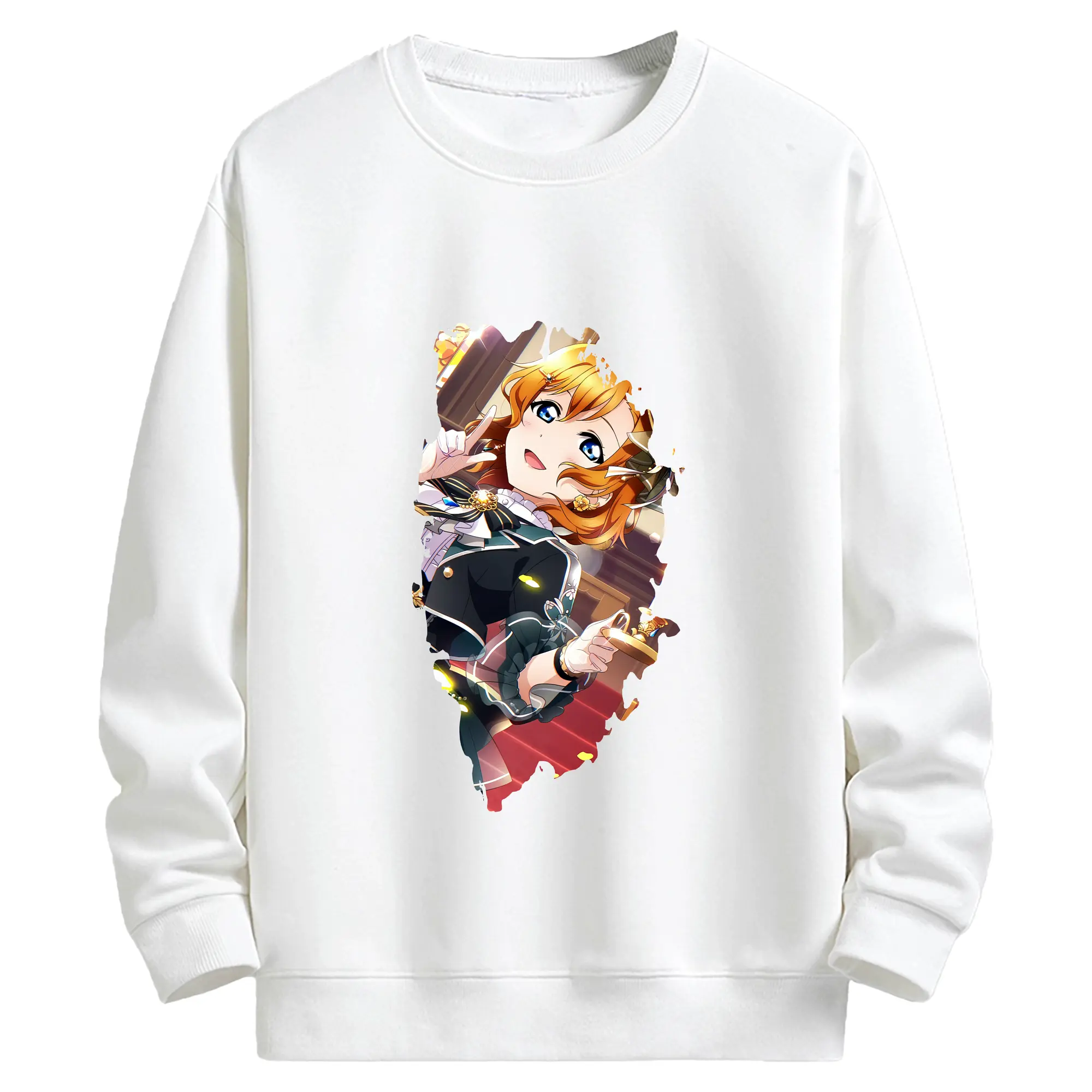 Love Live! グッズ,高坂穂乃果 - キッズ クルーネックスウェットシャツ ・ フロントプリント ・ 綿80％ ポリエステル20％ ・ 快適 通学 スポーツ 日常使い お散歩用