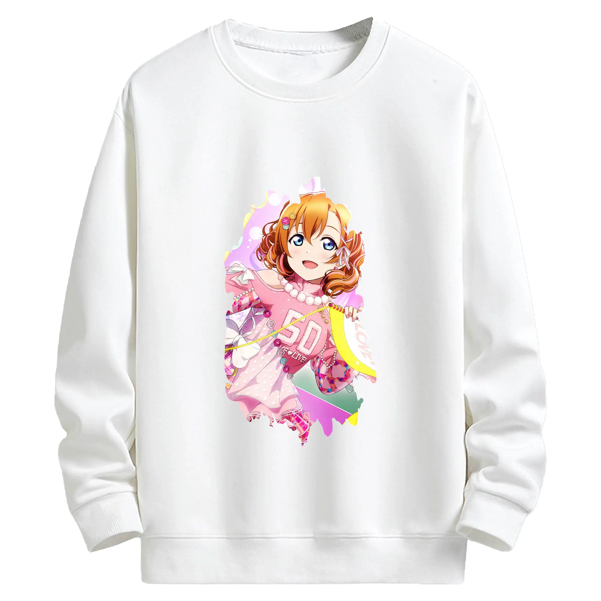 Love Live! グッズ,高坂穂乃果 - キッズ クルーネックスウェットシャツ ・ フロントプリント ・ 綿80％ ポリエステル20％ ・ 快適 通学 スポーツ 日常使い お散歩用