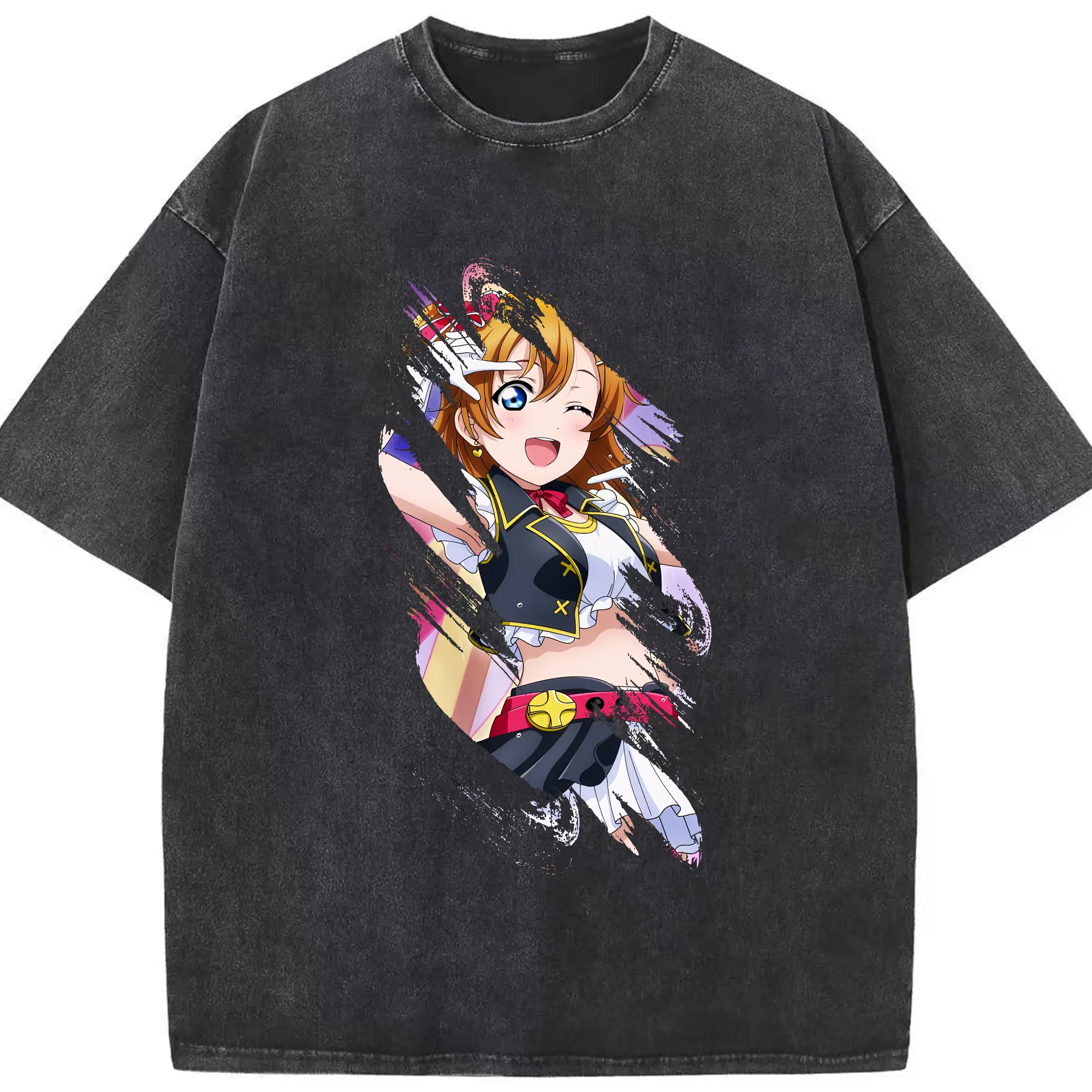 Love Live! グッズ,高坂穂乃果 - 綿100％ ヴィンテージ風 半袖Tシャツ ・ フロントプリント ・ 柔らか肌触り ・ 通気性 快適 ・ スポーツ カジュアル 外出用
