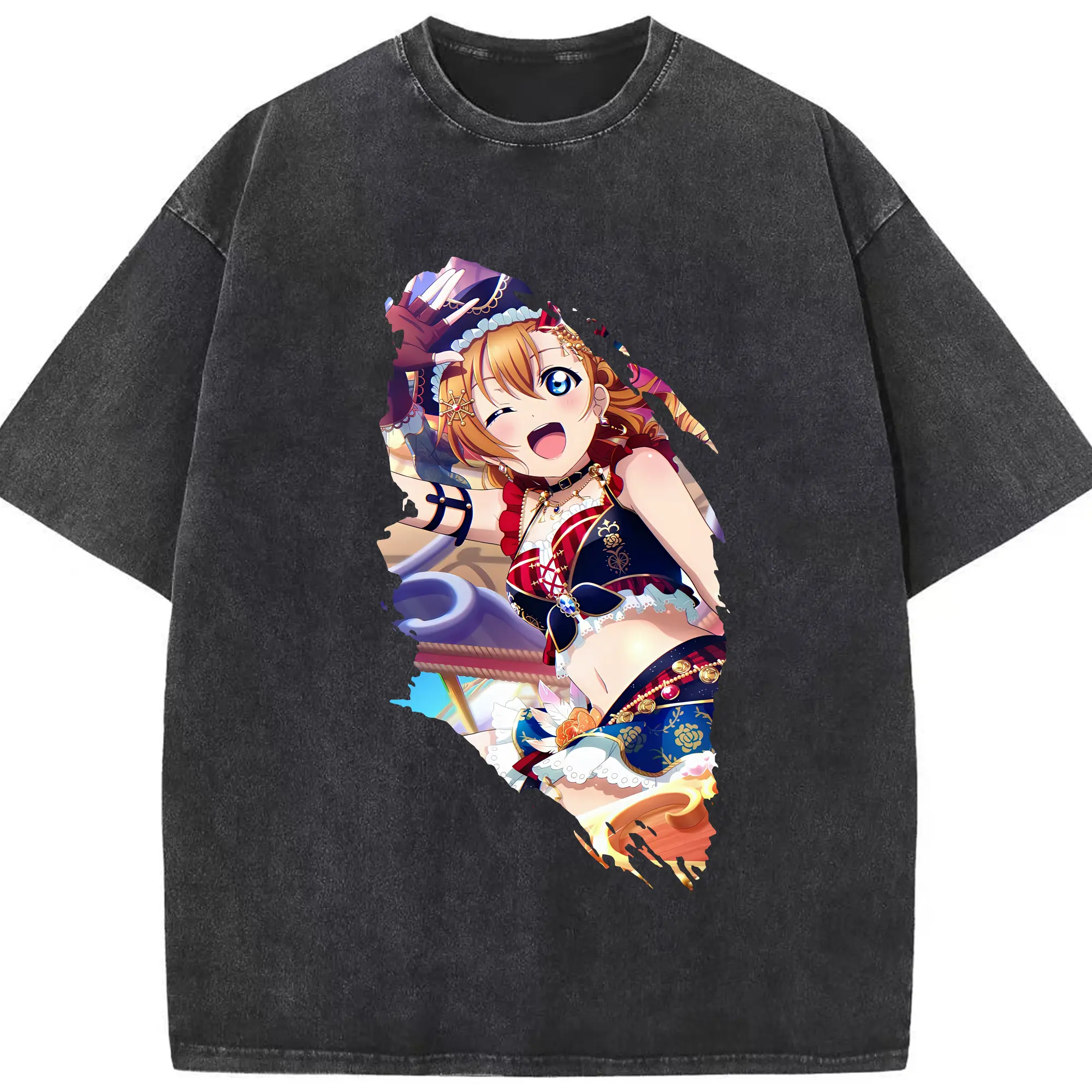 Love Live! グッズ,高坂穂乃果 - 綿100％ ヴィンテージ風 半袖Tシャツ ・ フロントプリント ・ 柔らか肌触り ・ 通気性 快適 ・ スポーツ カジュアル 外出用