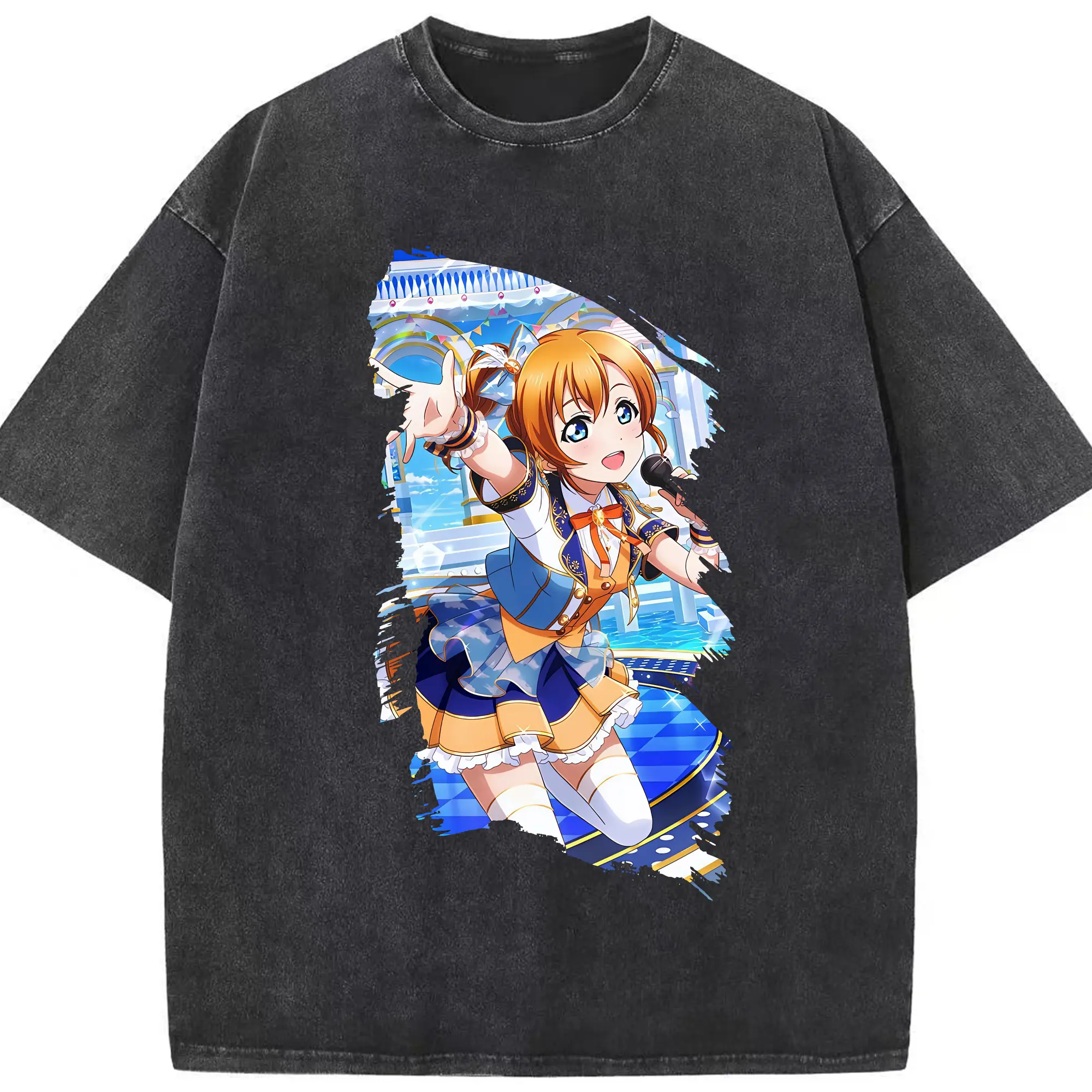 Love Live! グッズ,高坂穂乃果 - 綿100％ ヴィンテージ風 半袖Tシャツ ・ フロントプリント ・ 柔らか肌触り ・ 通気性 快適 ・ スポーツ カジュアル 外出用