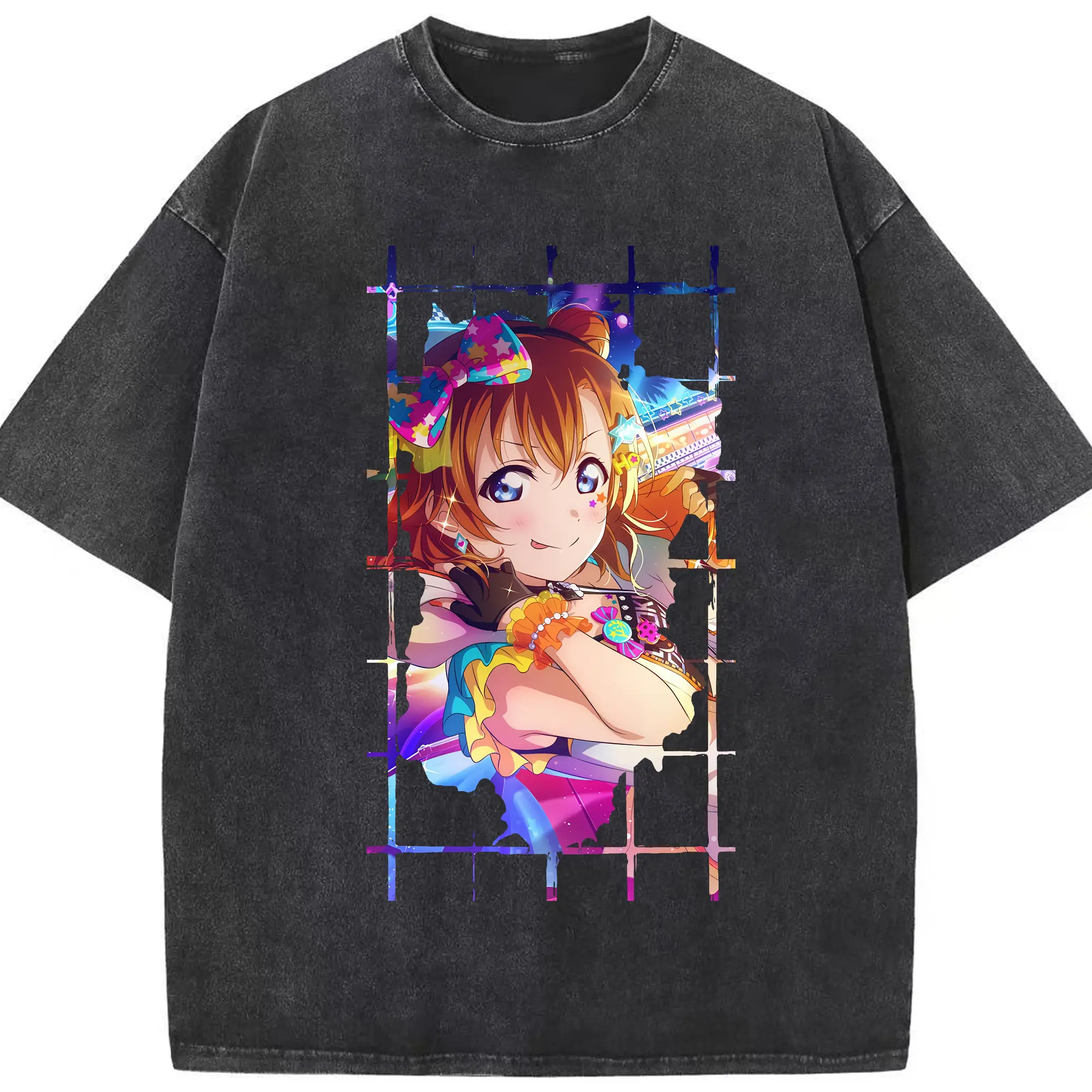 Love Live! グッズ,高坂穂乃果 - 綿100％ ヴィンテージ風 半袖Tシャツ ・ フロントプリント ・ 柔らか肌触り ・ 通気性 快適 ・ スポーツ カジュアル 外出用
