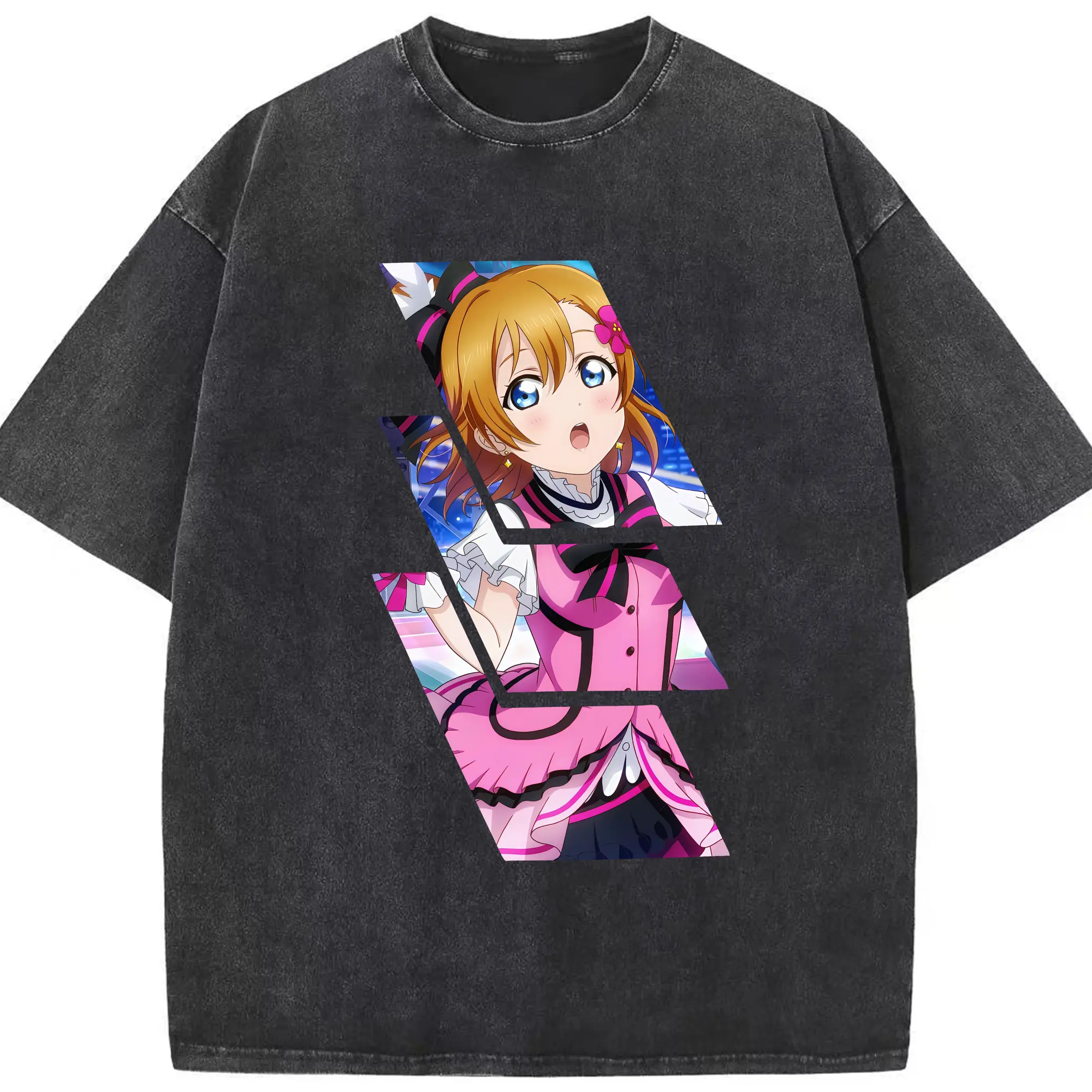 Love Live! グッズ,高坂穂乃果 - 綿100％ ヴィンテージ風 半袖Tシャツ ・ フロントプリント ・ 柔らか肌触り ・ 通気性 快適 ・ スポーツ カジュアル 外出用