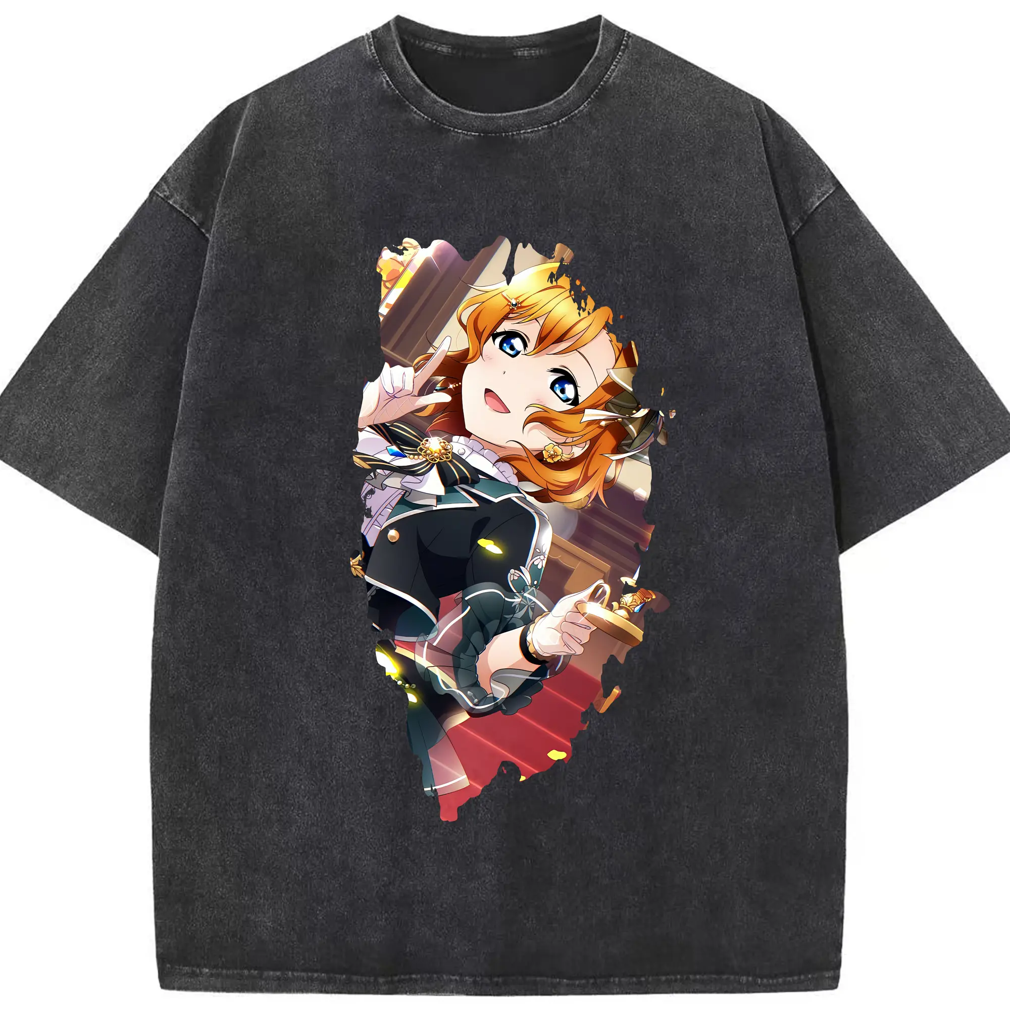 Love Live! グッズ,高坂穂乃果 - 綿100％ ヴィンテージ風 半袖Tシャツ ・ フロントプリント ・ 柔らか肌触り ・ 通気性 快適 ・ スポーツ カジュアル 外出用