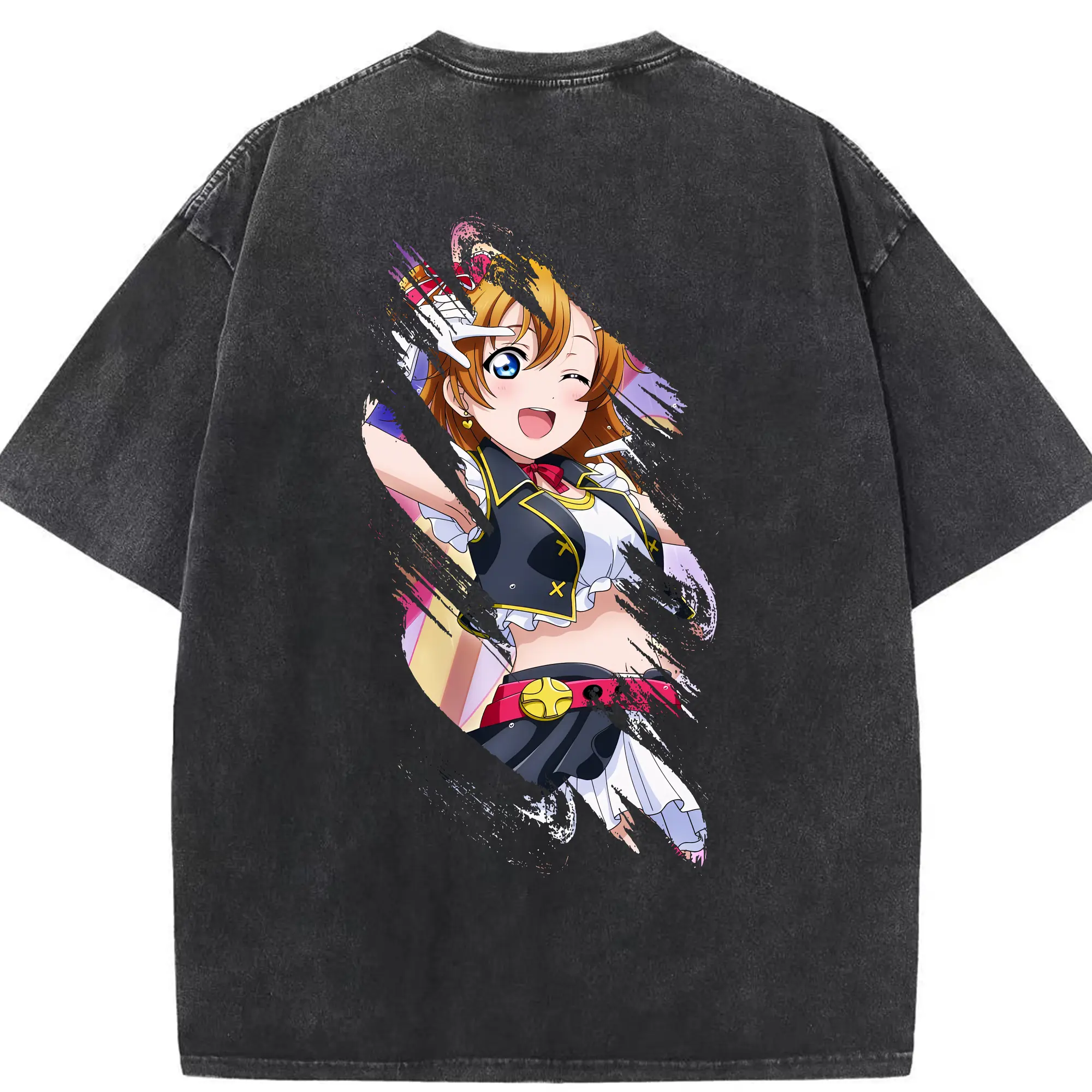 Love Live! グッズ,高坂穂乃果 - 綿100％ ヴィンテージ風 半袖Tシャツ ・ 背面プリント ・ 柔らか肌触り ・ 通気性 快適 ・ スポーツ カジュアル 外出用