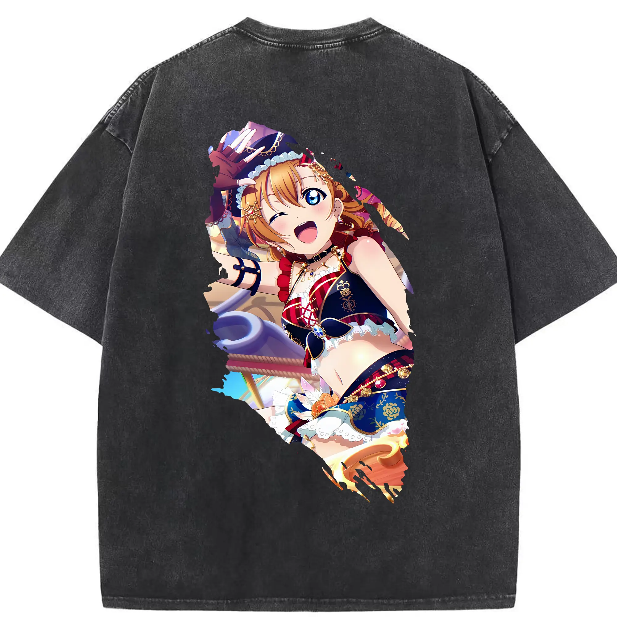 Love Live! グッズ,高坂穂乃果 - 綿100％ ヴィンテージ風 半袖Tシャツ ・ 背面プリント ・ 柔らか肌触り ・ 通気性 快適 ・ スポーツ カジュアル 外出用