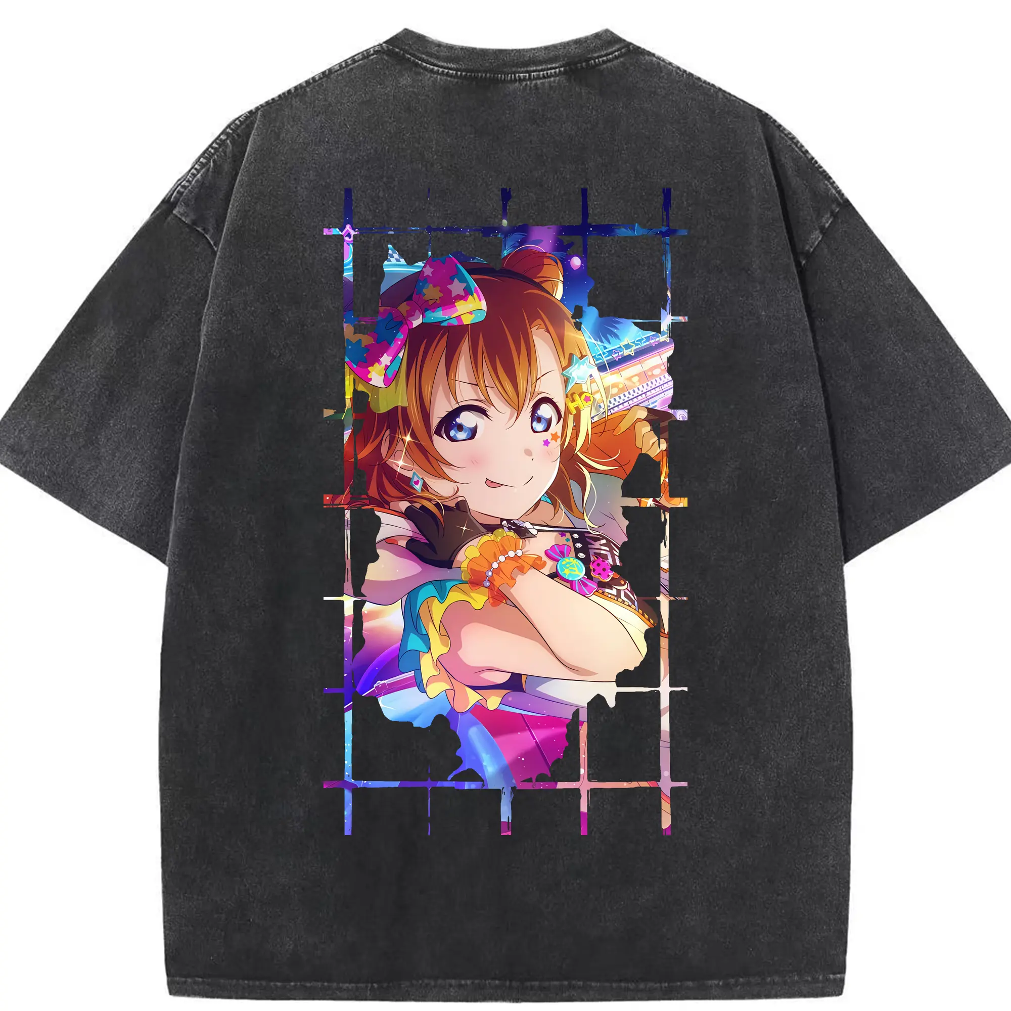 Love Live! グッズ,高坂穂乃果 - 綿100％ ヴィンテージ風 半袖Tシャツ ・ 背面プリント ・ 柔らか肌触り ・ 通気性 快適 ・ スポーツ カジュアル 外出用