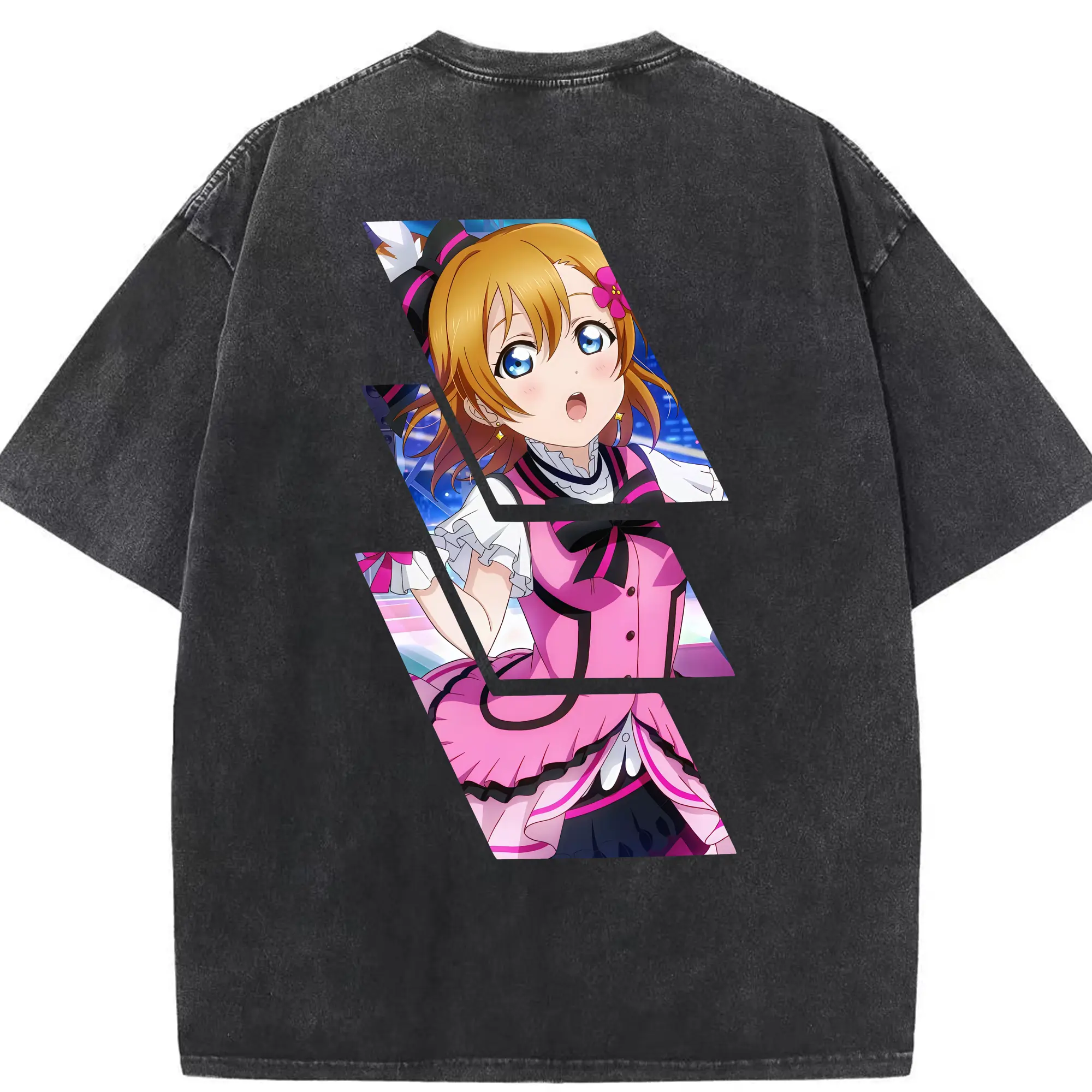 Love Live! グッズ,高坂穂乃果 - 綿100％ ヴィンテージ風 半袖Tシャツ ・ 背面プリント ・ 柔らか肌触り ・ 通気性 快適 ・ スポーツ カジュアル 外出用