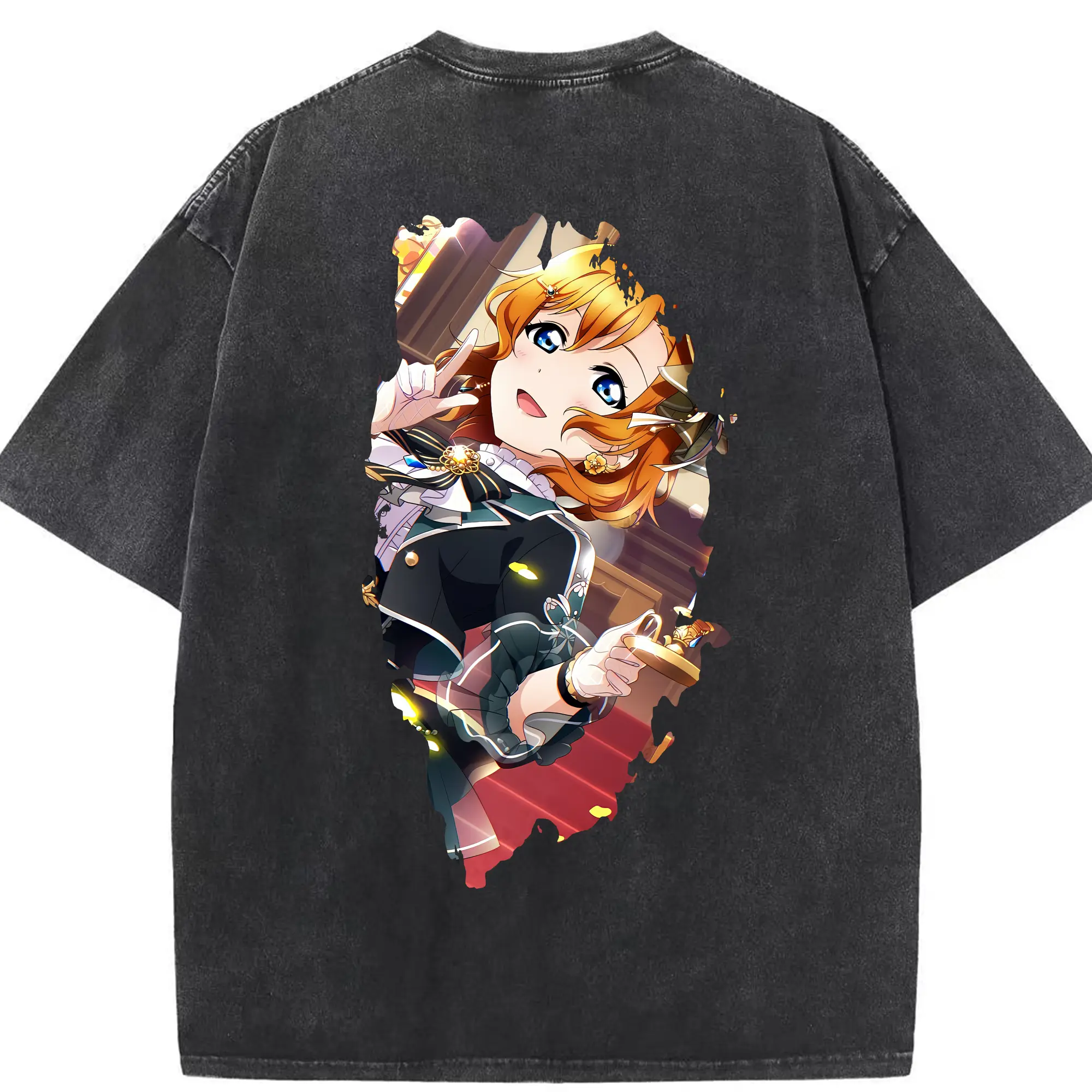 Love Live! グッズ,高坂穂乃果 - 綿100％ ヴィンテージ風 半袖Tシャツ ・ 背面プリント ・ 柔らか肌触り ・ 通気性 快適 ・ スポーツ カジュアル 外出用