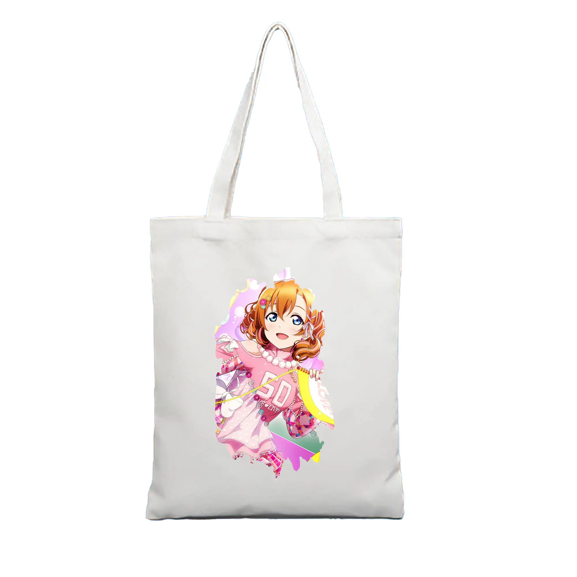 Love Live! グッズ,高坂穂乃果 - 縦型キャンバス手提げバッグ（トートバッグ） ・ キャンバス素材 ・ ショッピング用 ・ 軽量 丈夫 お手入れ簡単