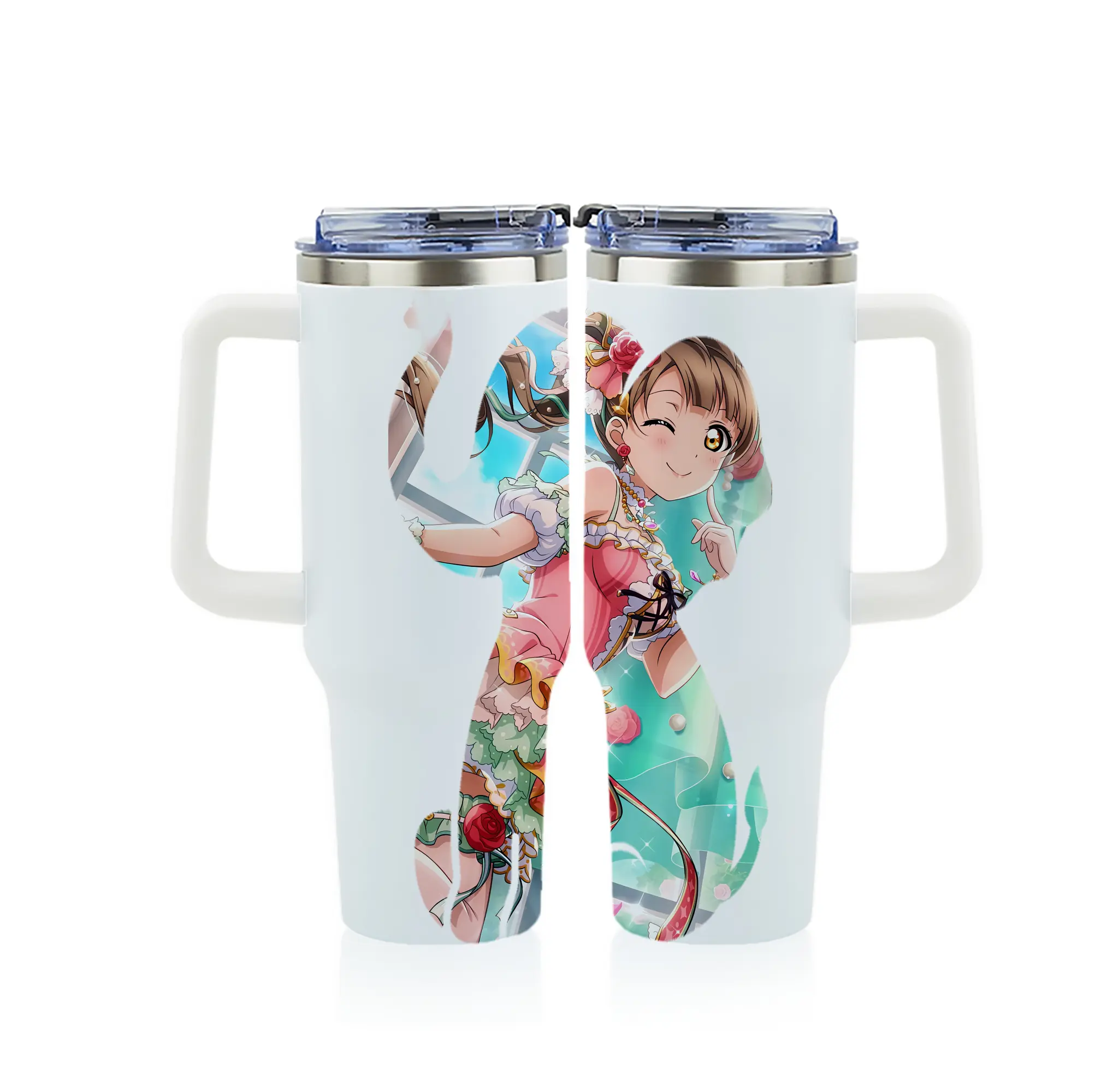 Love Live! グッズ,南ことり - 1200mL フルプリント車用タンブラー ・ 304ステンレス 内側 ・ 201ステンレス 外側 ・ 保温 保冷 ・ 通勤 ドライブ アウトドア用