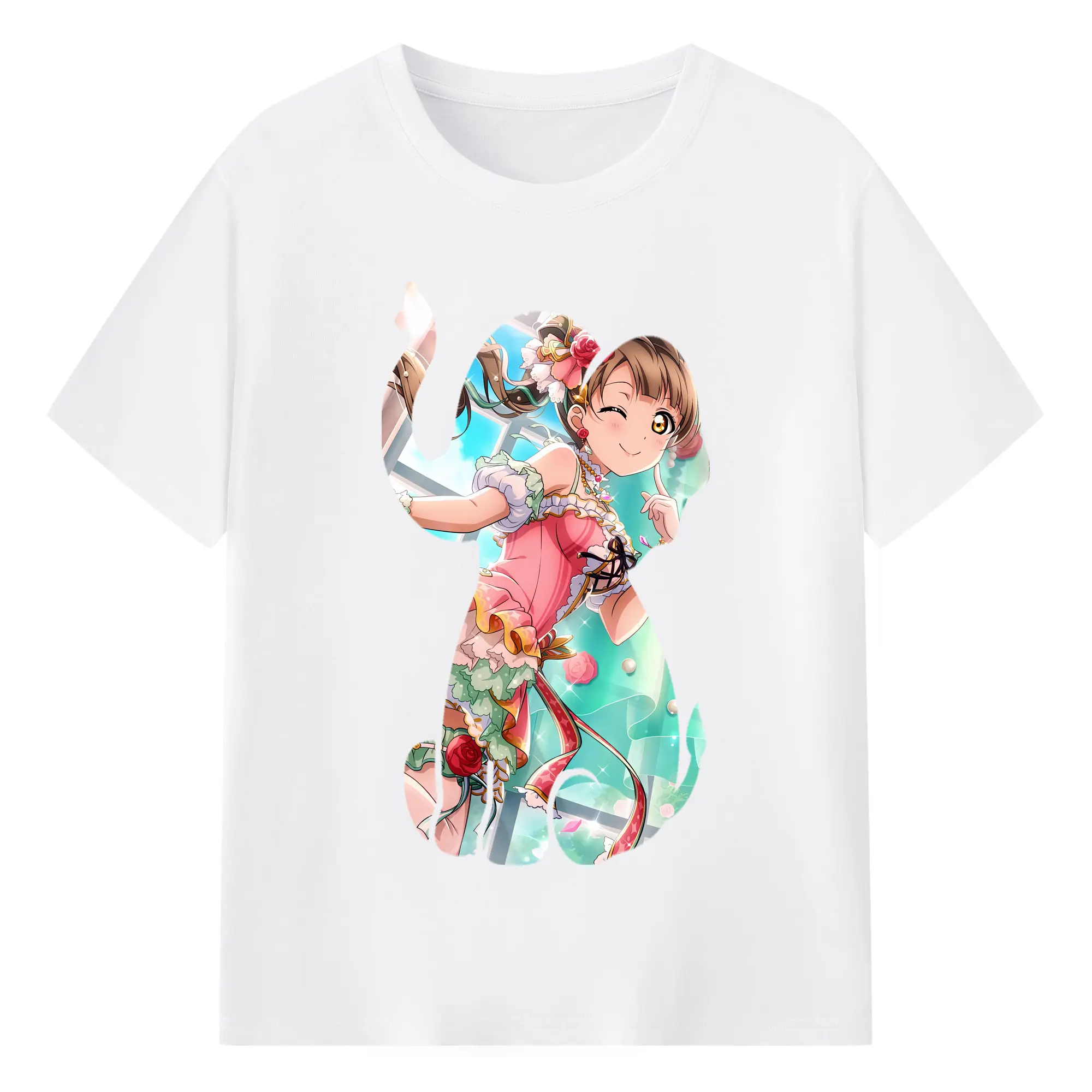 Love Live! グッズ,南ことり - 綿100％ 半袖Tシャツ ・ フロントプリント ・ 快適 通気性 ・ 日常使い 散歩 スポーツ用