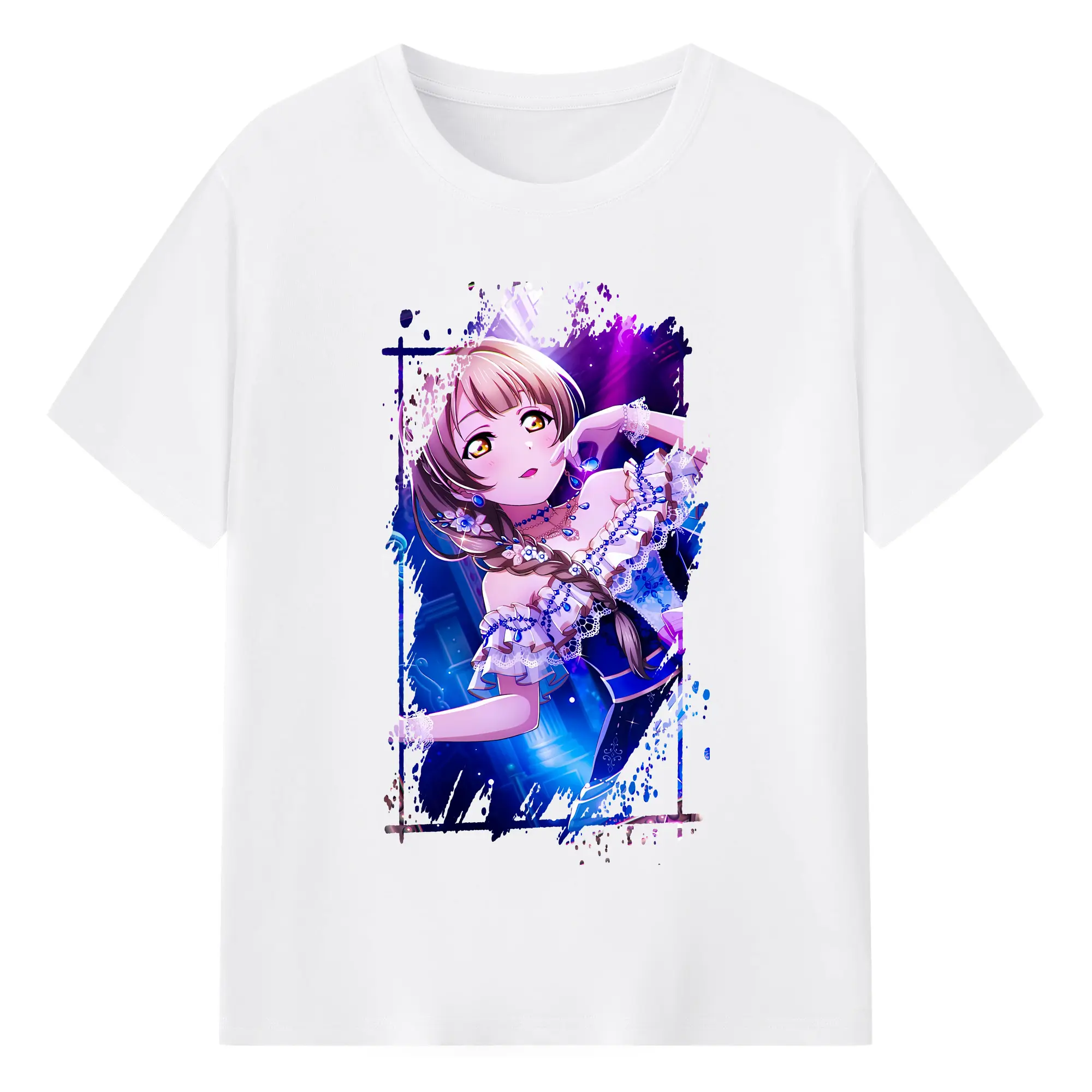 Love Live! グッズ,南ことり - 綿100％ 半袖Tシャツ ・ フロントプリント ・ 快適 通気性 ・ 日常使い 散歩 スポーツ用
