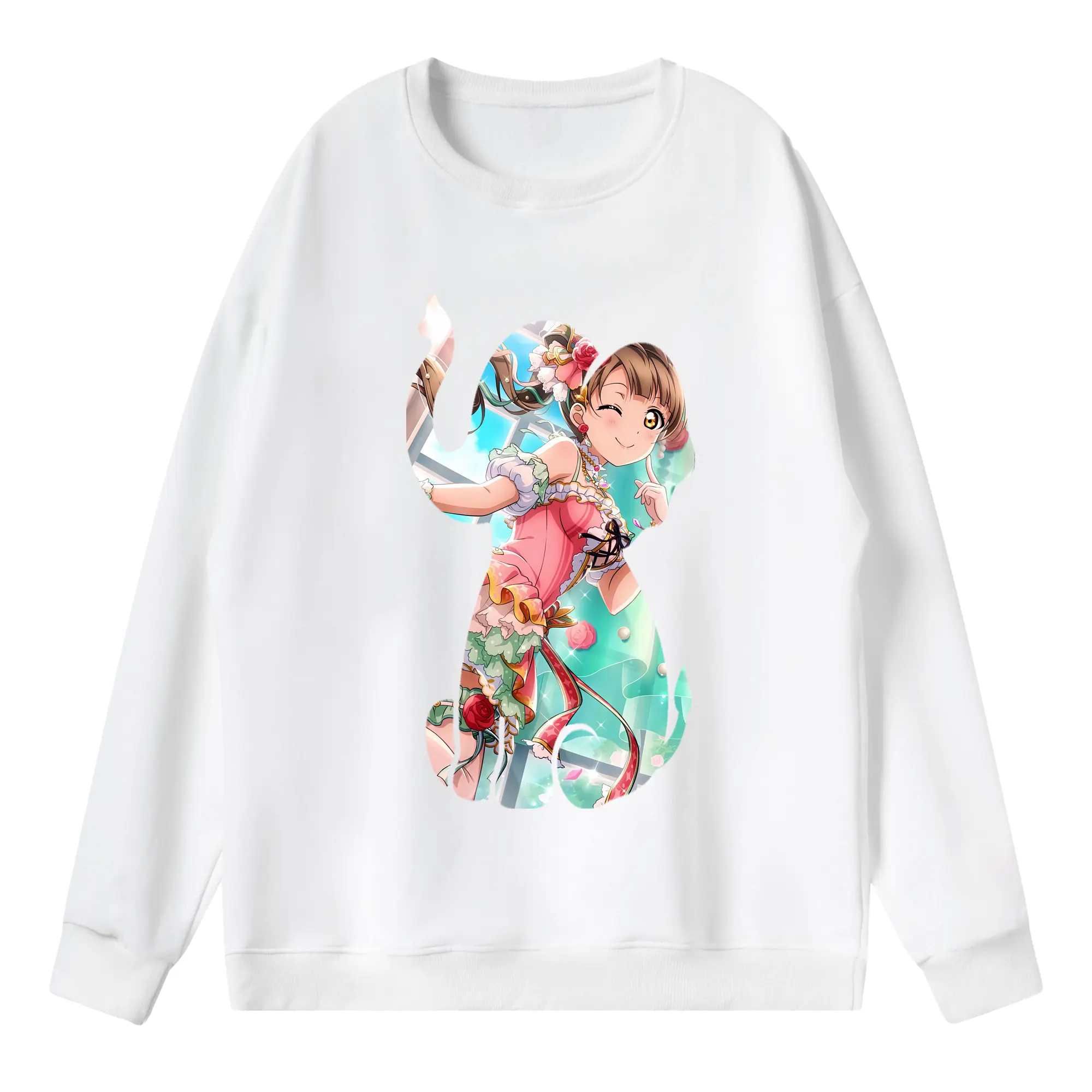 Love Live! グッズ,南ことり - 薄手 クルーネック スウェット 裏毛260g · ポリエステル 春秋向け カジュアル 男女兼用 · トレーナー デイリー スポーツ 散歩に最適