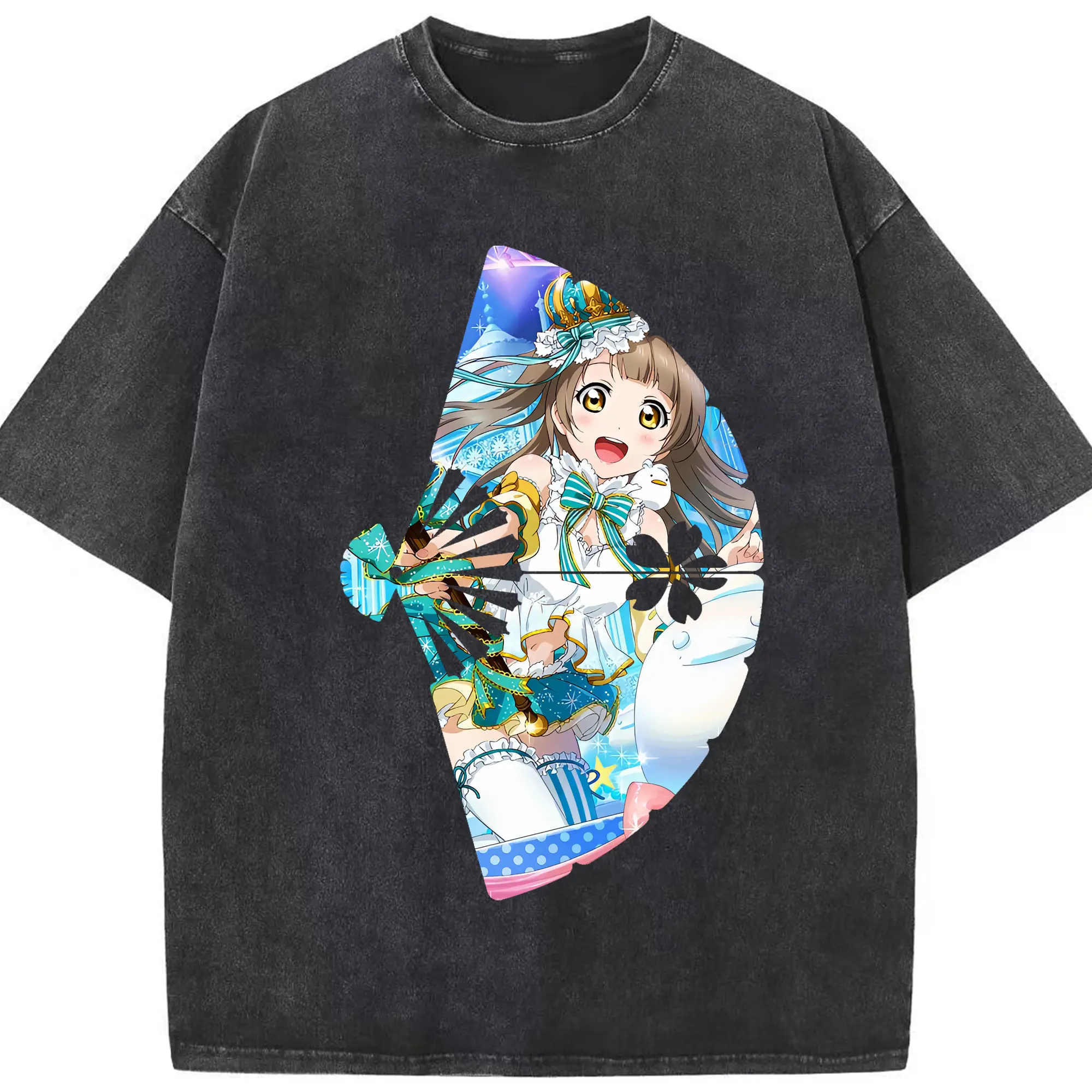 Love Live! グッズ,南ことり - 綿100％ ヴィンテージ風 半袖Tシャツ ・ フロントプリント ・ 柔らか肌触り ・ 通気性 快適 ・ スポーツ カジュアル 外出用