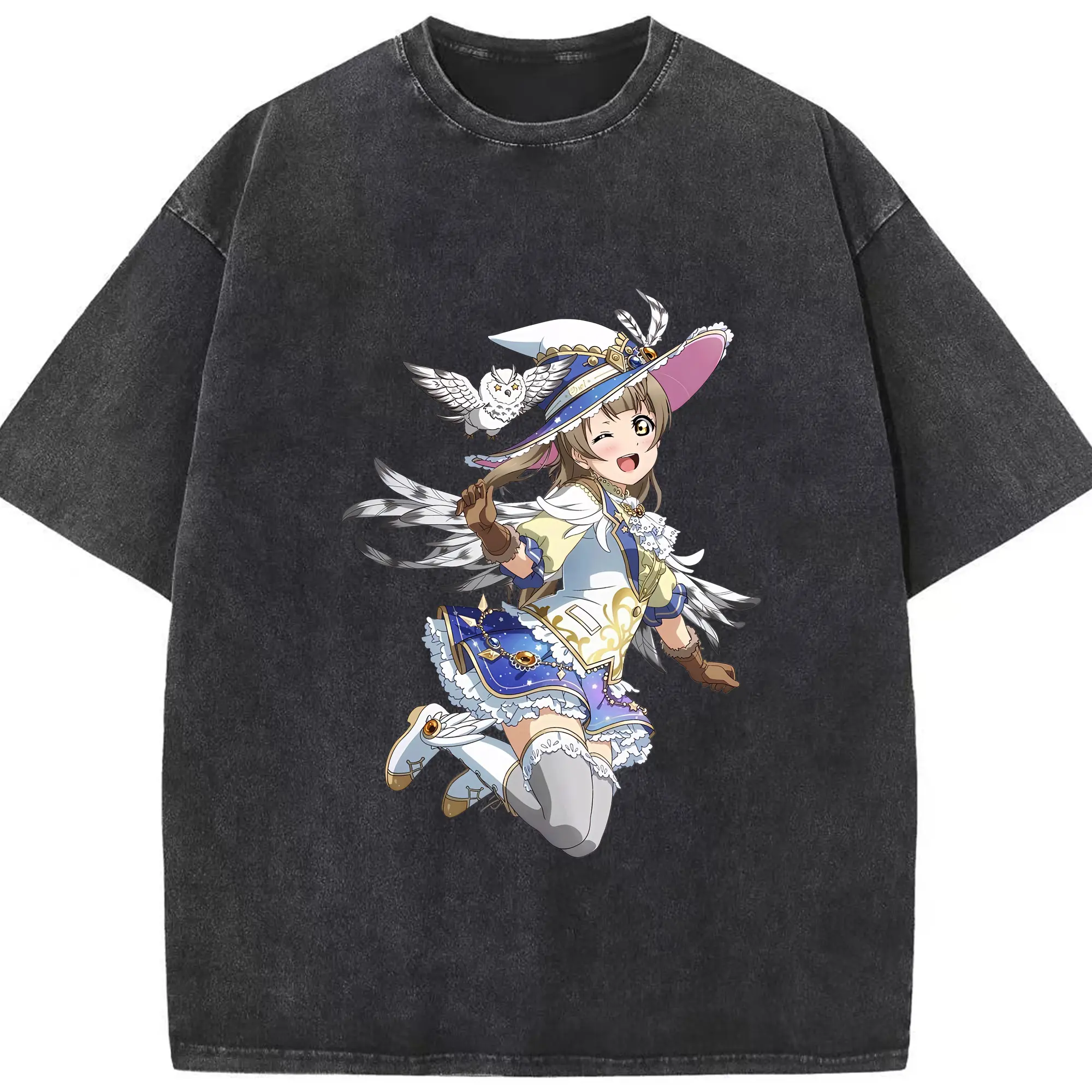 Love Live! グッズ,南ことり - 綿100％ ヴィンテージ風 半袖Tシャツ ・ フロントプリント ・ 柔らか肌触り ・ 通気性 快適 ・ スポーツ カジュアル 外出用