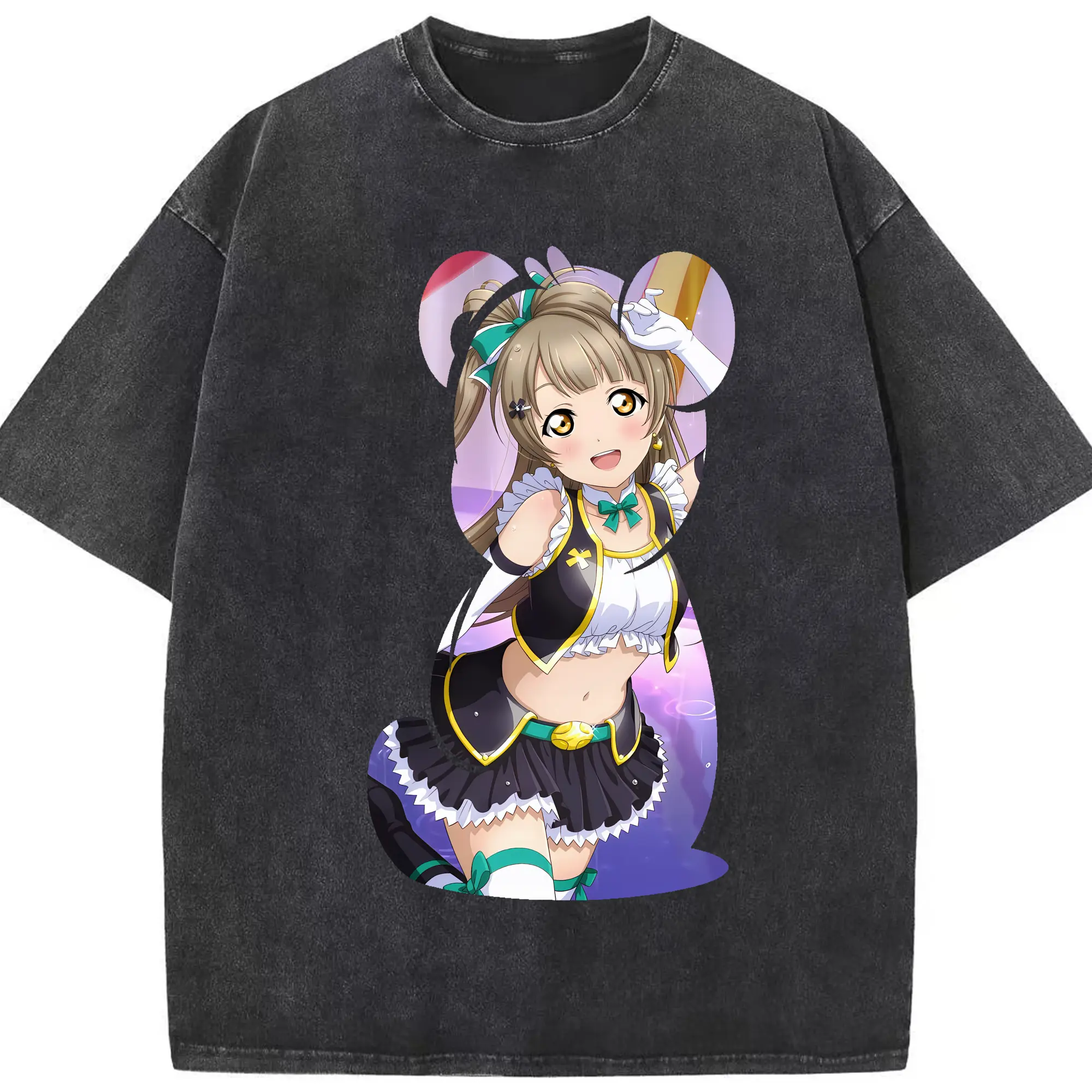 Love Live! グッズ,南ことり - 綿100％ ヴィンテージ風 半袖Tシャツ ・ フロントプリント ・ 柔らか肌触り ・ 通気性 快適 ・ スポーツ カジュアル 外出用