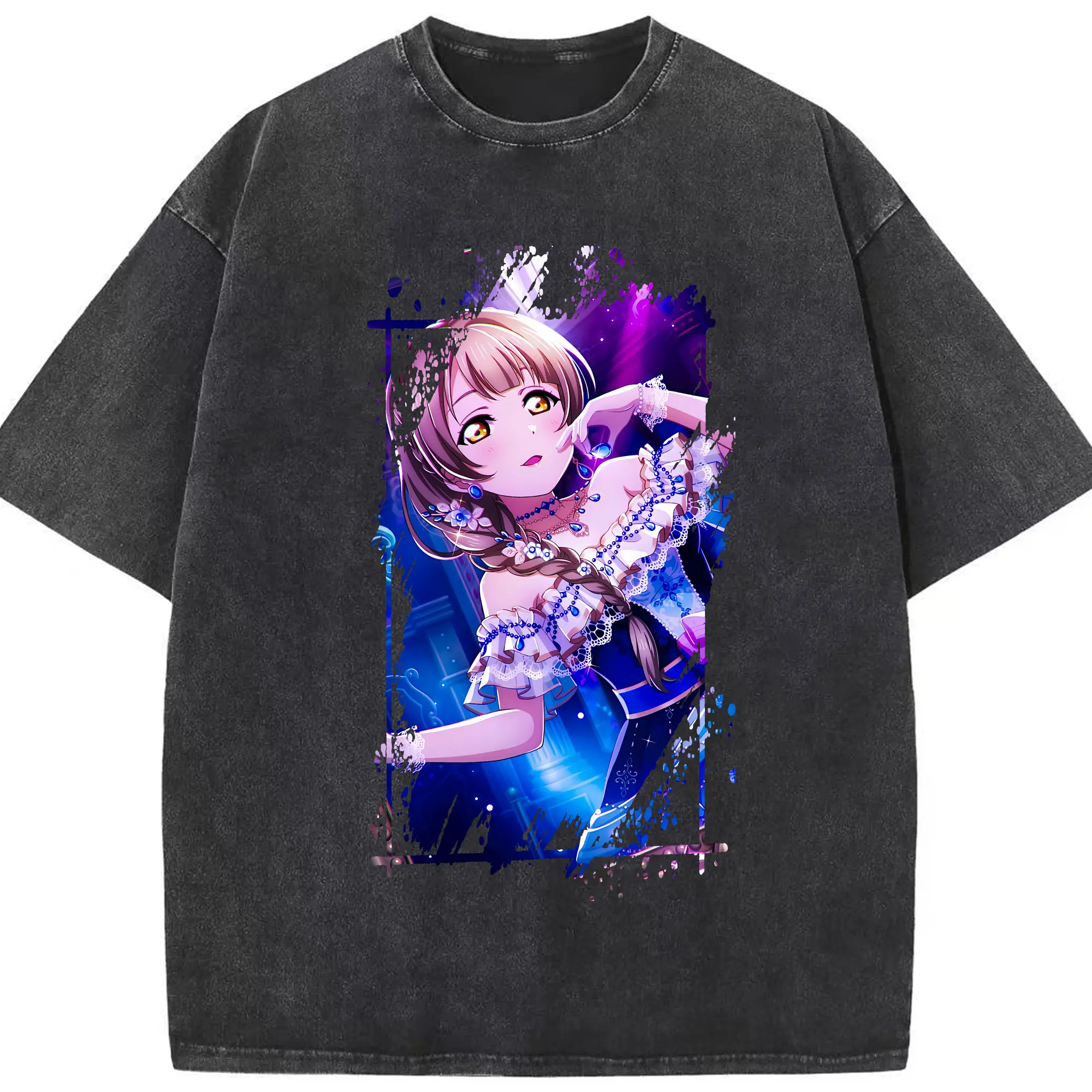 Love Live! グッズ,南ことり - 綿100％ ヴィンテージ風 半袖Tシャツ ・ フロントプリント ・ 柔らか肌触り ・ 通気性 快適 ・ スポーツ カジュアル 外出用