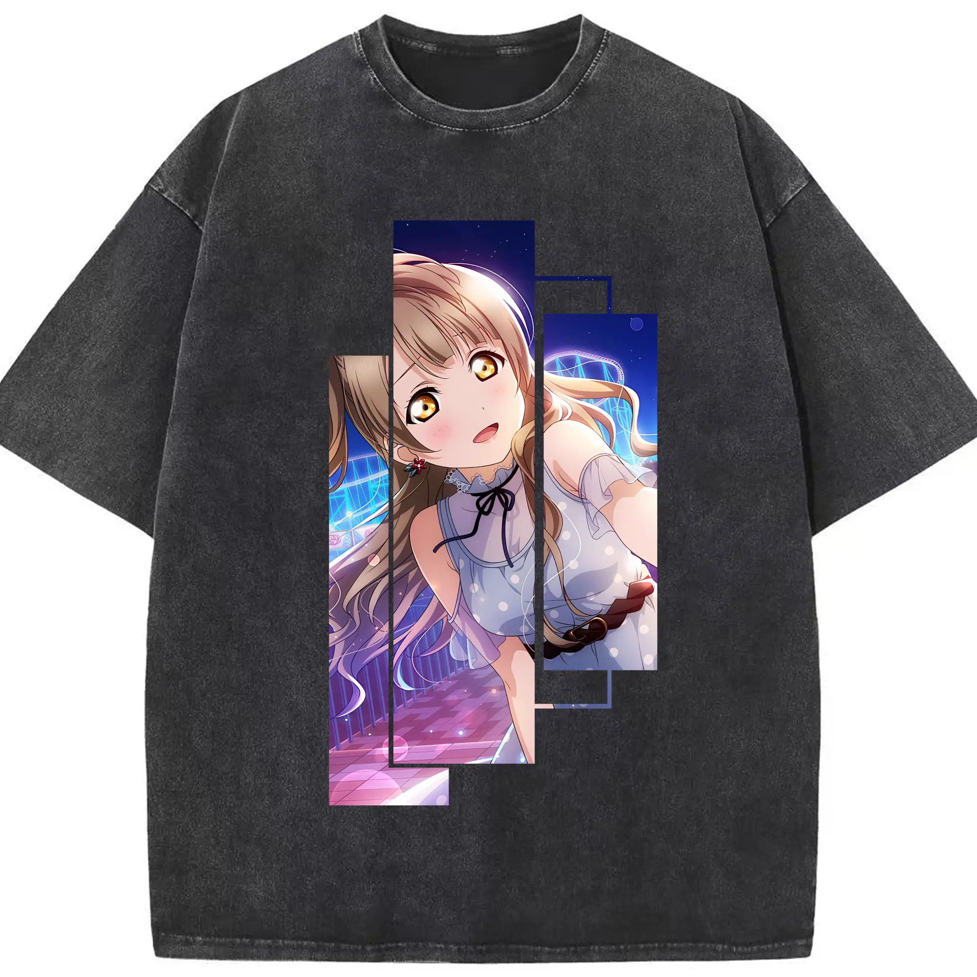Love Live! グッズ,南ことり - 綿100％ ヴィンテージ風 半袖Tシャツ ・ フロントプリント ・ 柔らか肌触り ・ 通気性 快適 ・ スポーツ カジュアル 外出用