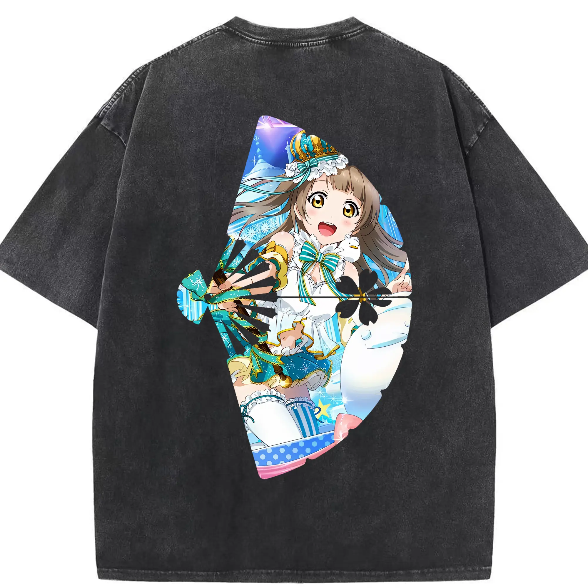 Love Live! グッズ,南ことり - 綿100％ ヴィンテージ風 半袖Tシャツ ・ 背面プリント ・ 柔らか肌触り ・ 通気性 快適 ・ スポーツ カジュアル 外出用