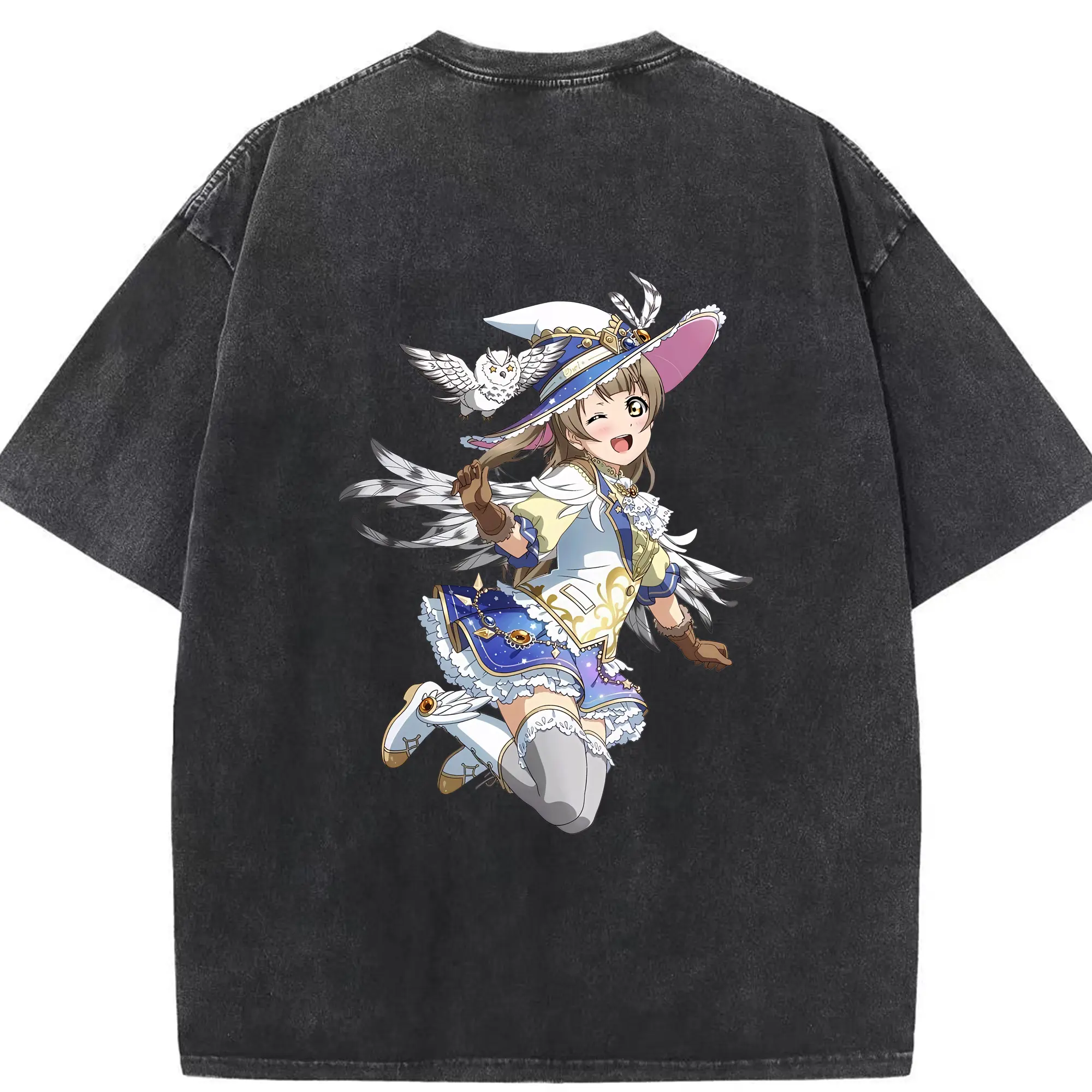 Love Live! グッズ,南ことり - 綿100％ ヴィンテージ風 半袖Tシャツ ・ 背面プリント ・ 柔らか肌触り ・ 通気性 快適 ・ スポーツ カジュアル 外出用