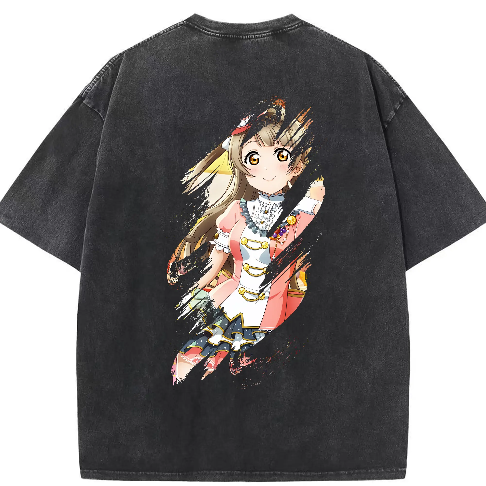 Love Live! グッズ,南ことり - 綿100％ ヴィンテージ風 半袖Tシャツ ・ 背面プリント ・ 柔らか肌触り ・ 通気性 快適 ・ スポーツ カジュアル 外出用