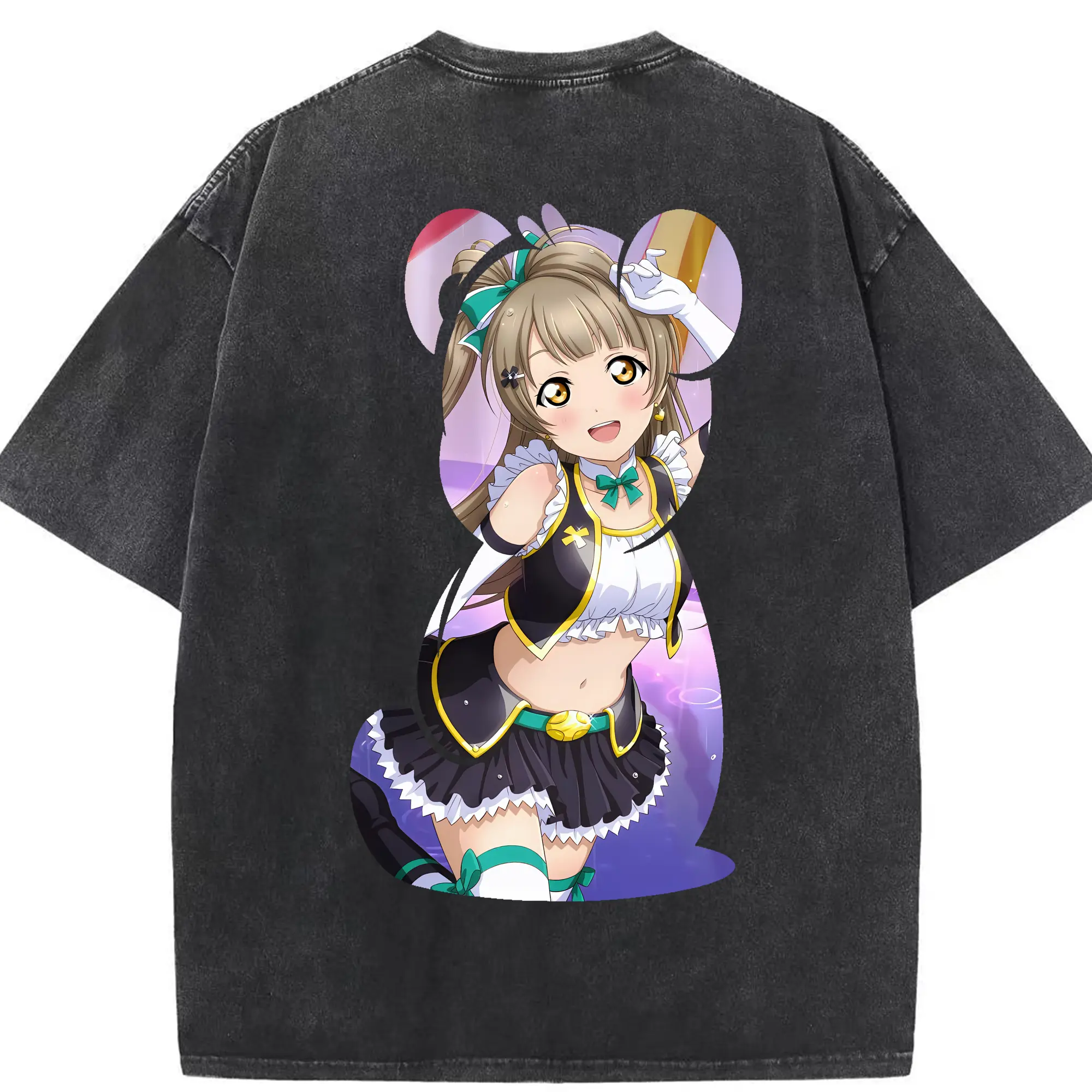 Love Live! グッズ,南ことり - 綿100％ ヴィンテージ風 半袖Tシャツ ・ 背面プリント ・ 柔らか肌触り ・ 通気性 快適 ・ スポーツ カジュアル 外出用