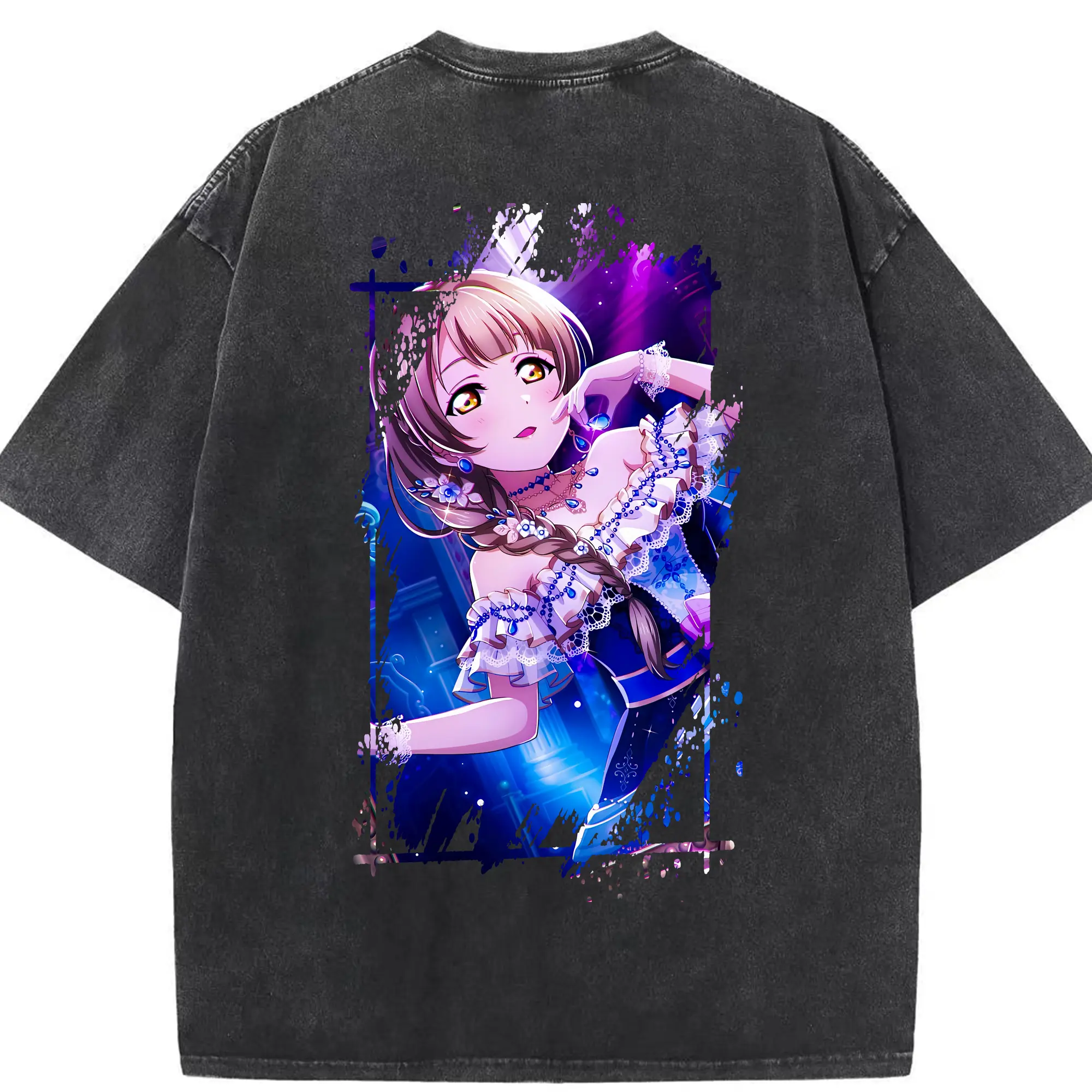 Love Live! グッズ,南ことり - 綿100％ ヴィンテージ風 半袖Tシャツ ・ 背面プリント ・ 柔らか肌触り ・ 通気性 快適 ・ スポーツ カジュアル 外出用