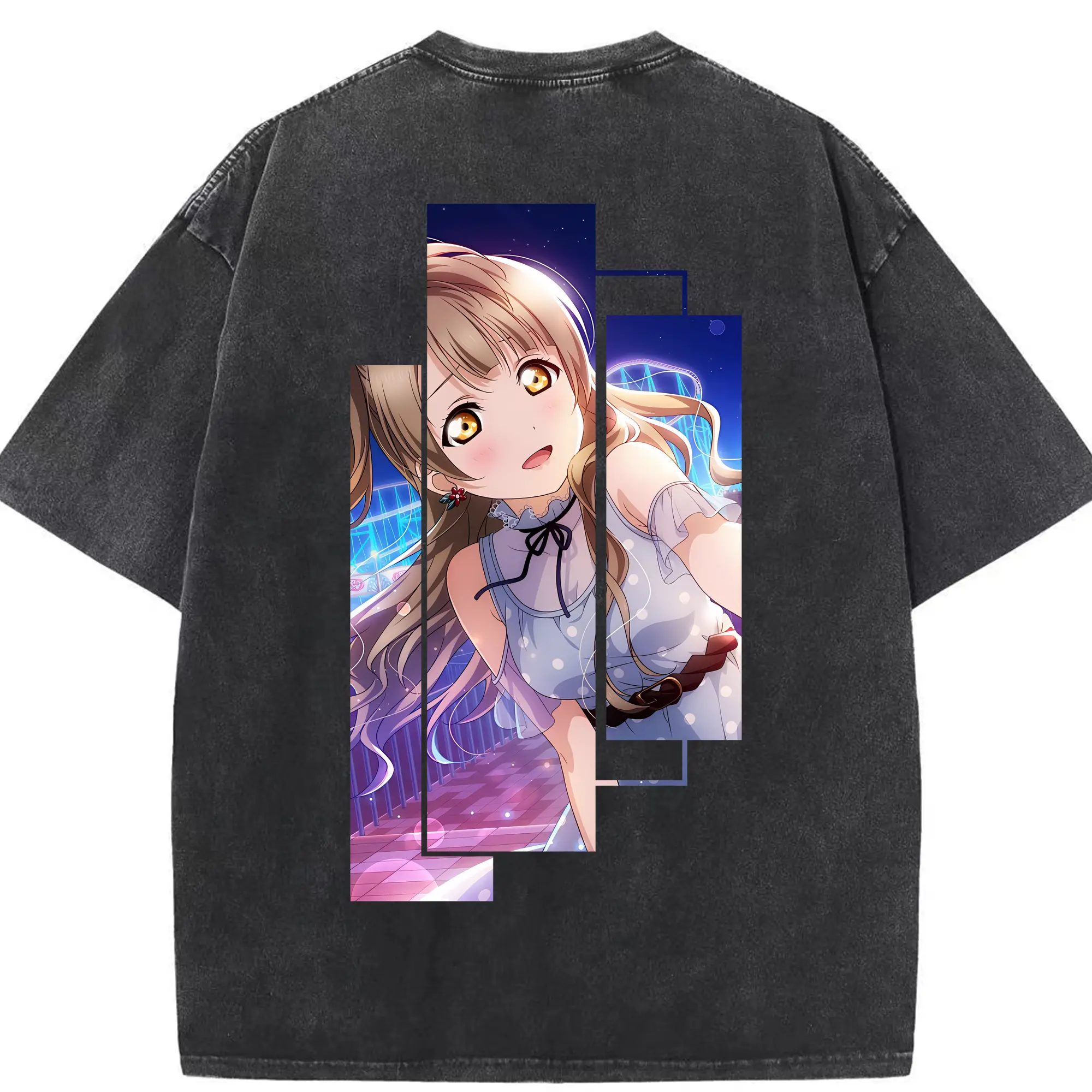 Love Live! グッズ,南ことり - 綿100％ ヴィンテージ風 半袖Tシャツ ・ 背面プリント ・ 柔らか肌触り ・ 通気性 快適 ・ スポーツ カジュアル 外出用