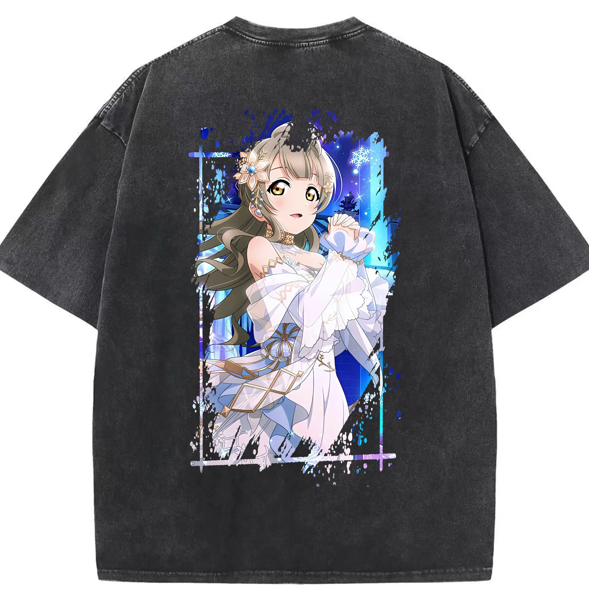 Love Live! グッズ,南ことり - 綿100％ ヴィンテージ風 半袖Tシャツ ・ 背面プリント ・ 柔らか肌触り ・ 通気性 快適 ・ スポーツ カジュアル 外出用