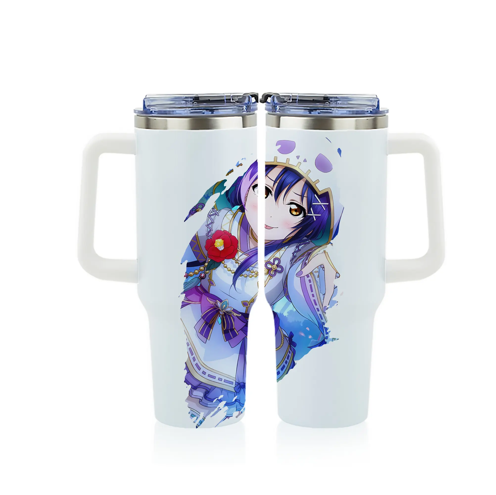 Love Live! グッズ,園田海未 - 1200mL フルプリント車用タンブラー ・ 304ステンレス 内側 ・ 201ステンレス 外側 ・ 保温 保冷 ・ 通勤 ドライブ アウトドア用