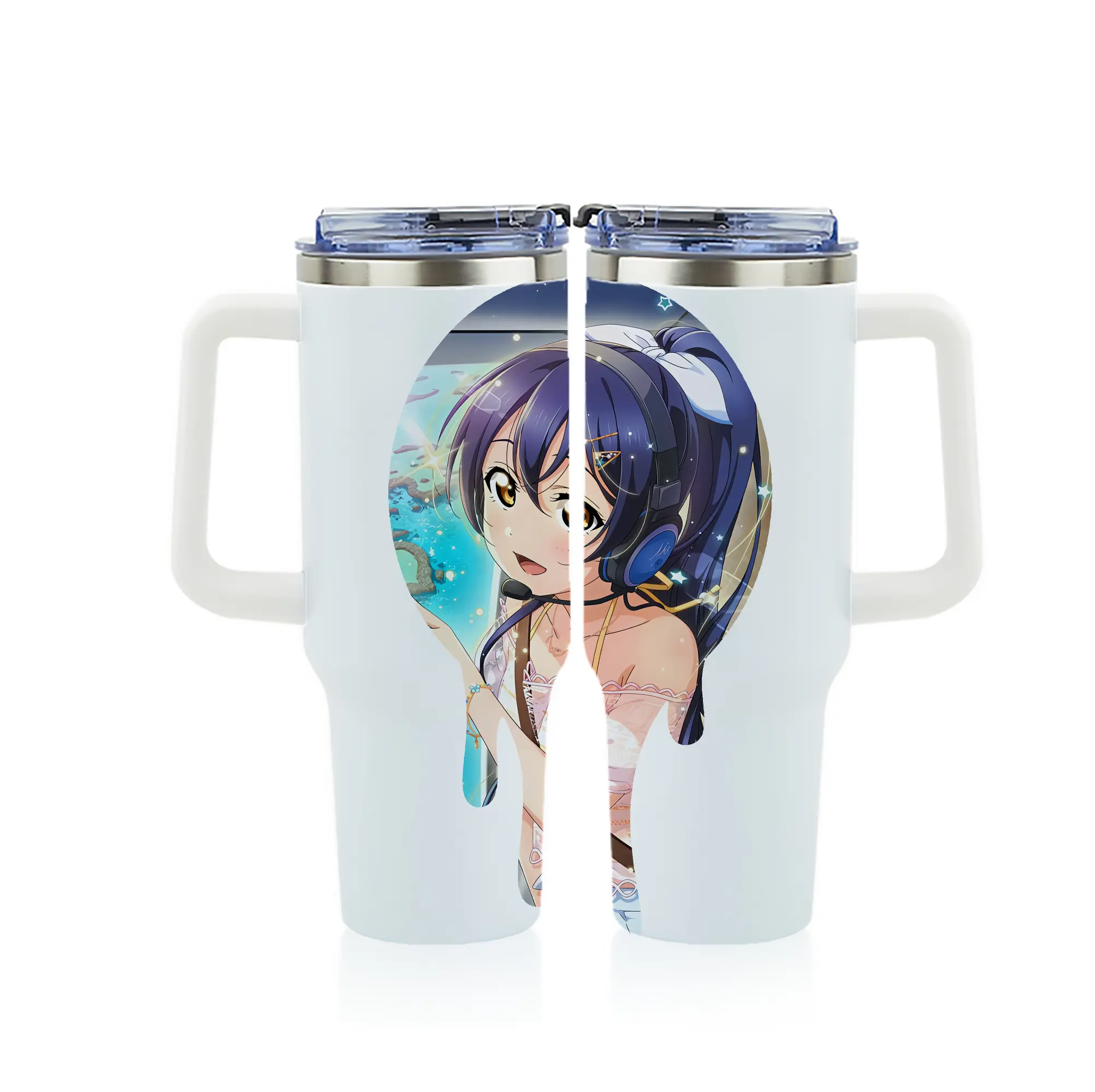 Love Live! グッズ,園田海未 - 1200mL フルプリント車用タンブラー ・ 304ステンレス 内側 ・ 201ステンレス 外側 ・ 保温 保冷 ・ 通勤 ドライブ アウトドア用