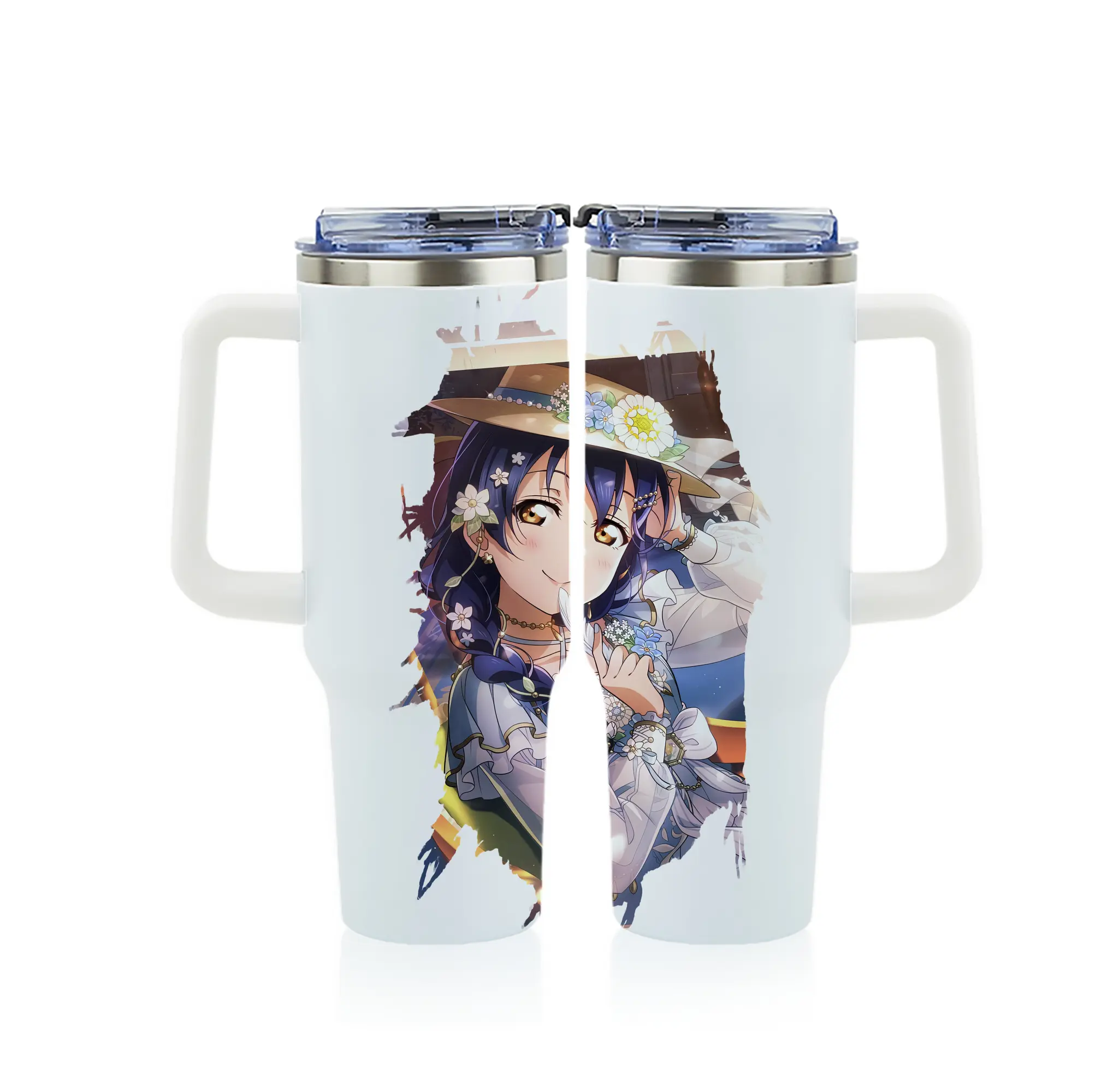 Love Live! グッズ,園田海未 - 1200mL フルプリント車用タンブラー ・ 304ステンレス 内側 ・ 201ステンレス 外側 ・ 保温 保冷 ・ 通勤 ドライブ アウトドア用