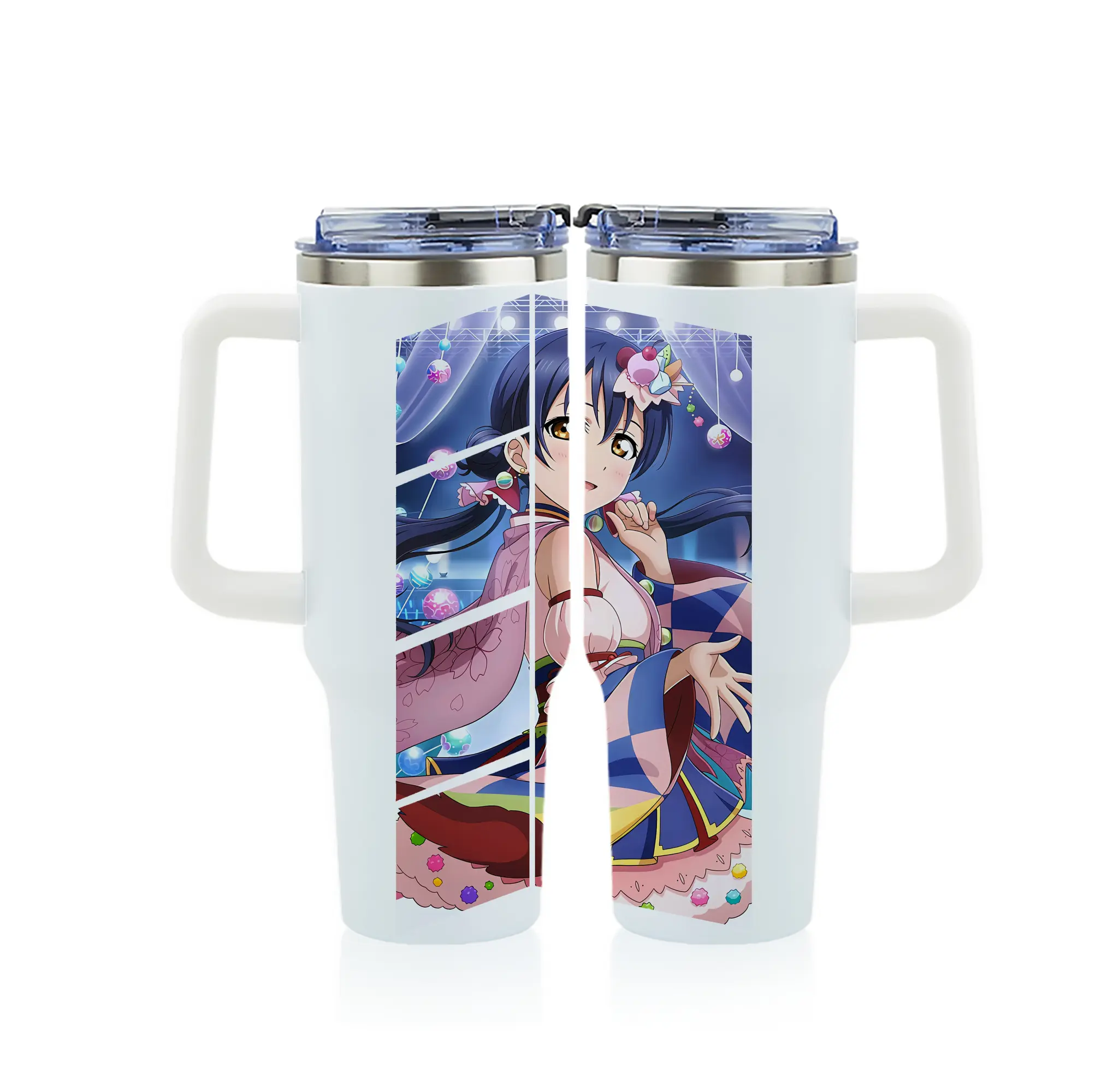 Love Live! グッズ,園田海未 - 1200mL フルプリント車用タンブラー ・ 304ステンレス 内側 ・ 201ステンレス 外側 ・ 保温 保冷 ・ 通勤 ドライブ アウトドア用