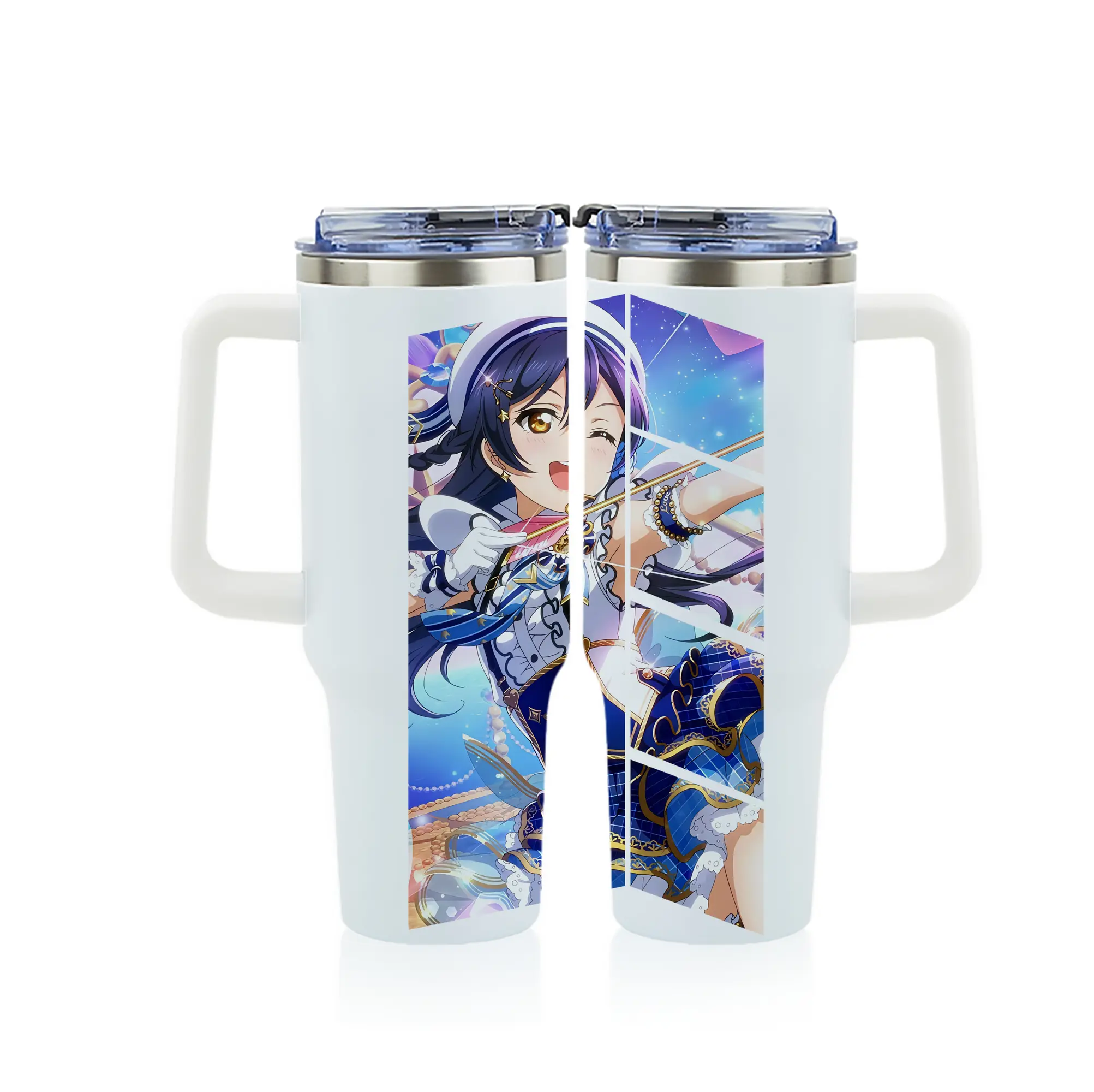 Love Live! グッズ,園田海未 - 1200mL フルプリント車用タンブラー ・ 304ステンレス 内側 ・ 201ステンレス 外側 ・ 保温 保冷 ・ 通勤 ドライブ アウトドア用