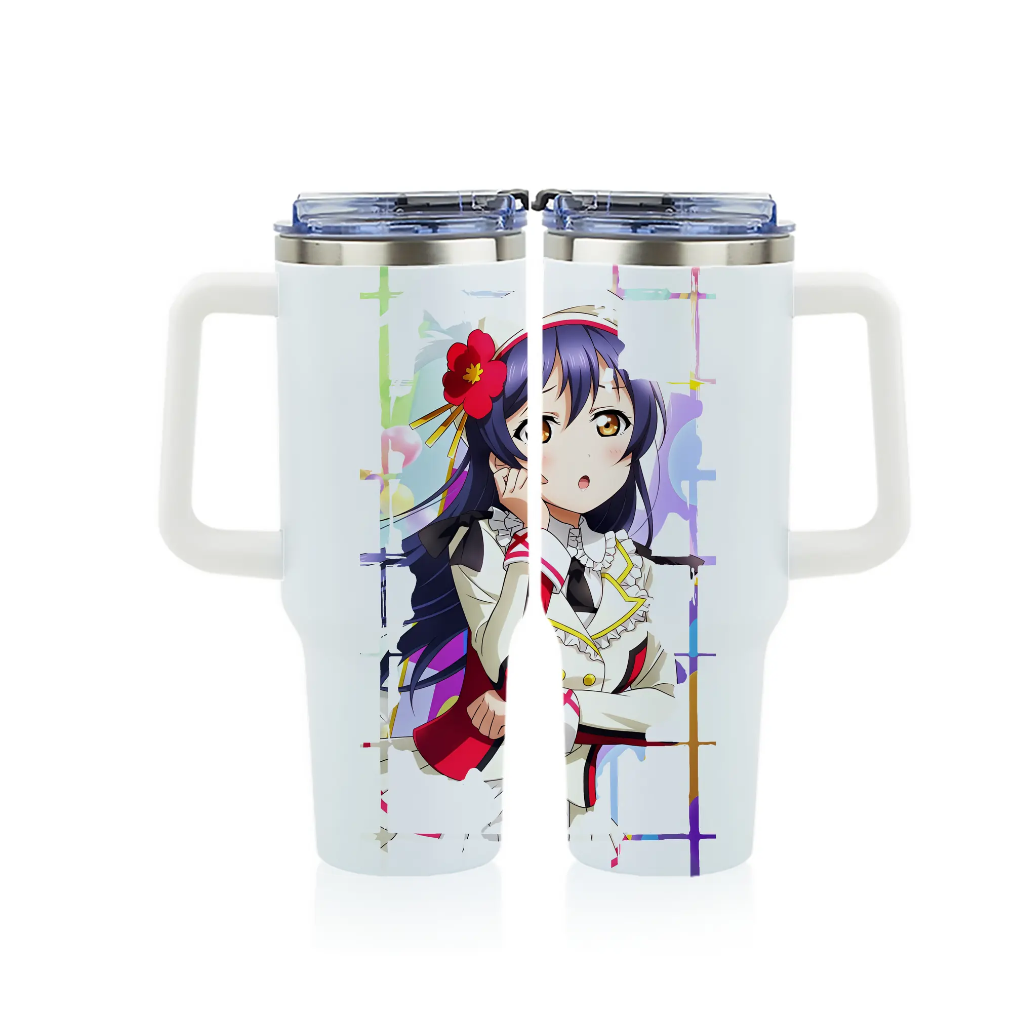 Love Live! グッズ,園田海未 - 1200mL フルプリント車用タンブラー ・ 304ステンレス 内側 ・ 201ステンレス 外側 ・ 保温 保冷 ・ 通勤 ドライブ アウトドア用